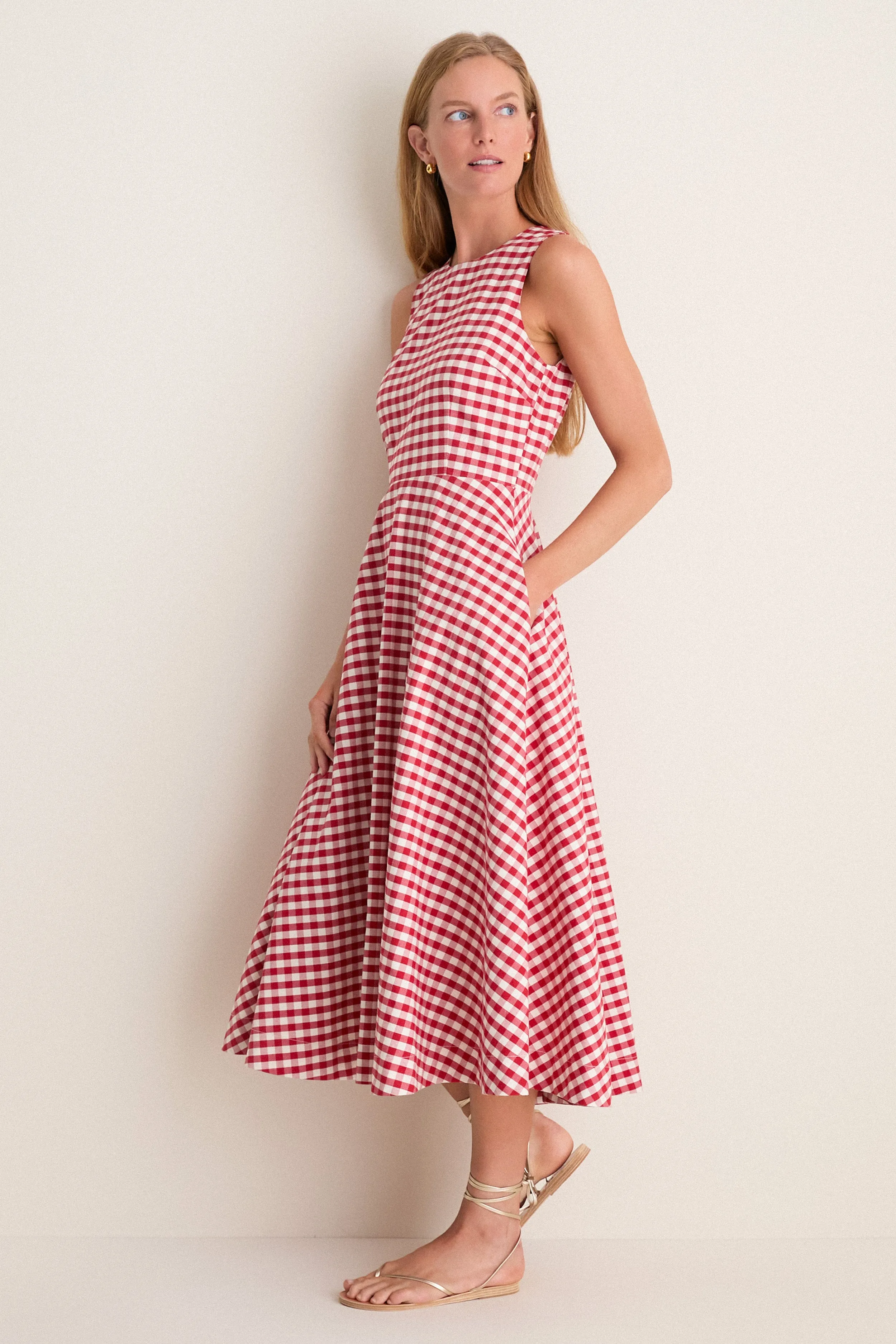 Apple Red Gingham Stella Midi Dress sold by Tuckernuck product image thumbnail 2