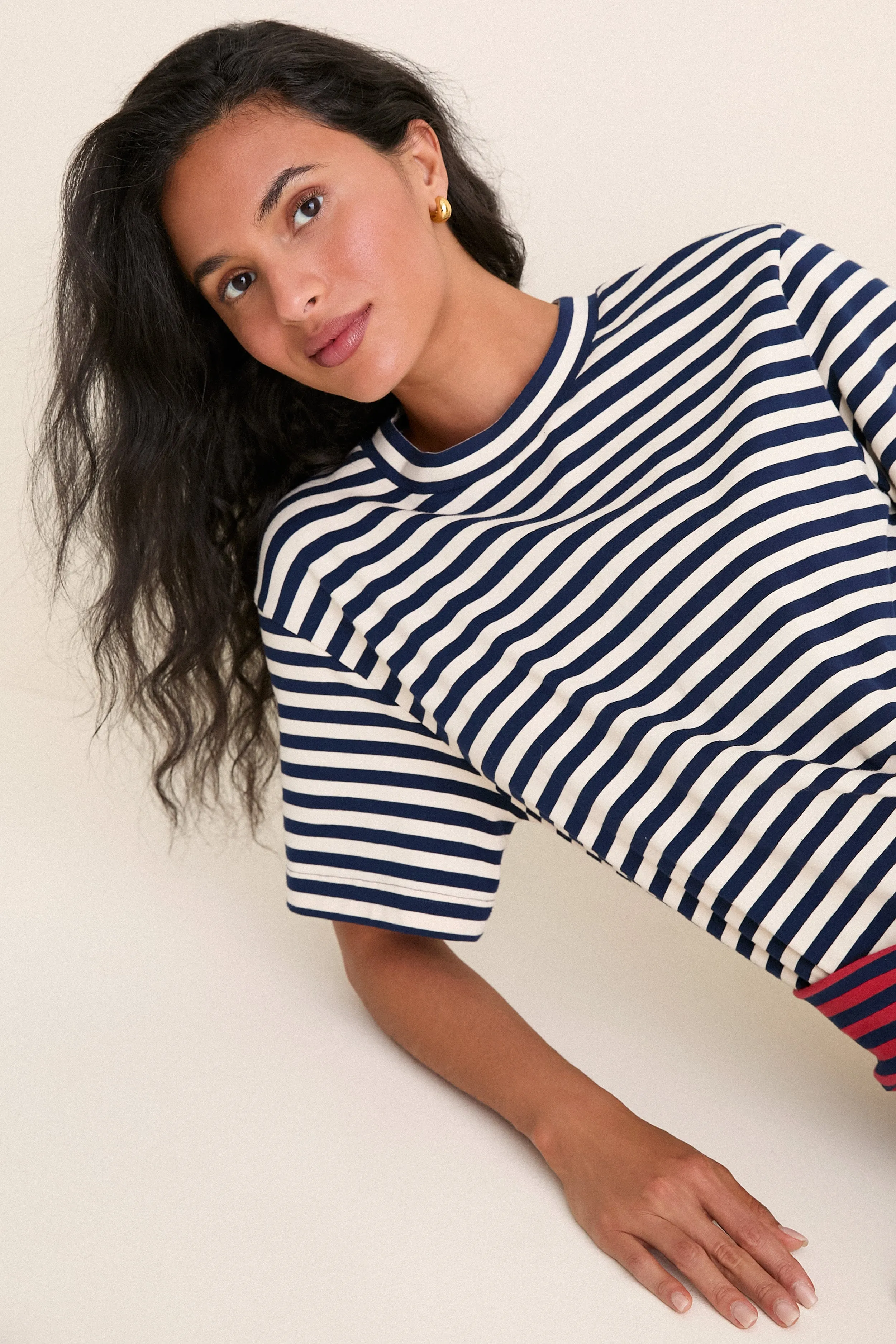 Navy Stripe Combo Lottie T-Shirt Mini Dress sold by Tuckernuck product image thumbnail 5