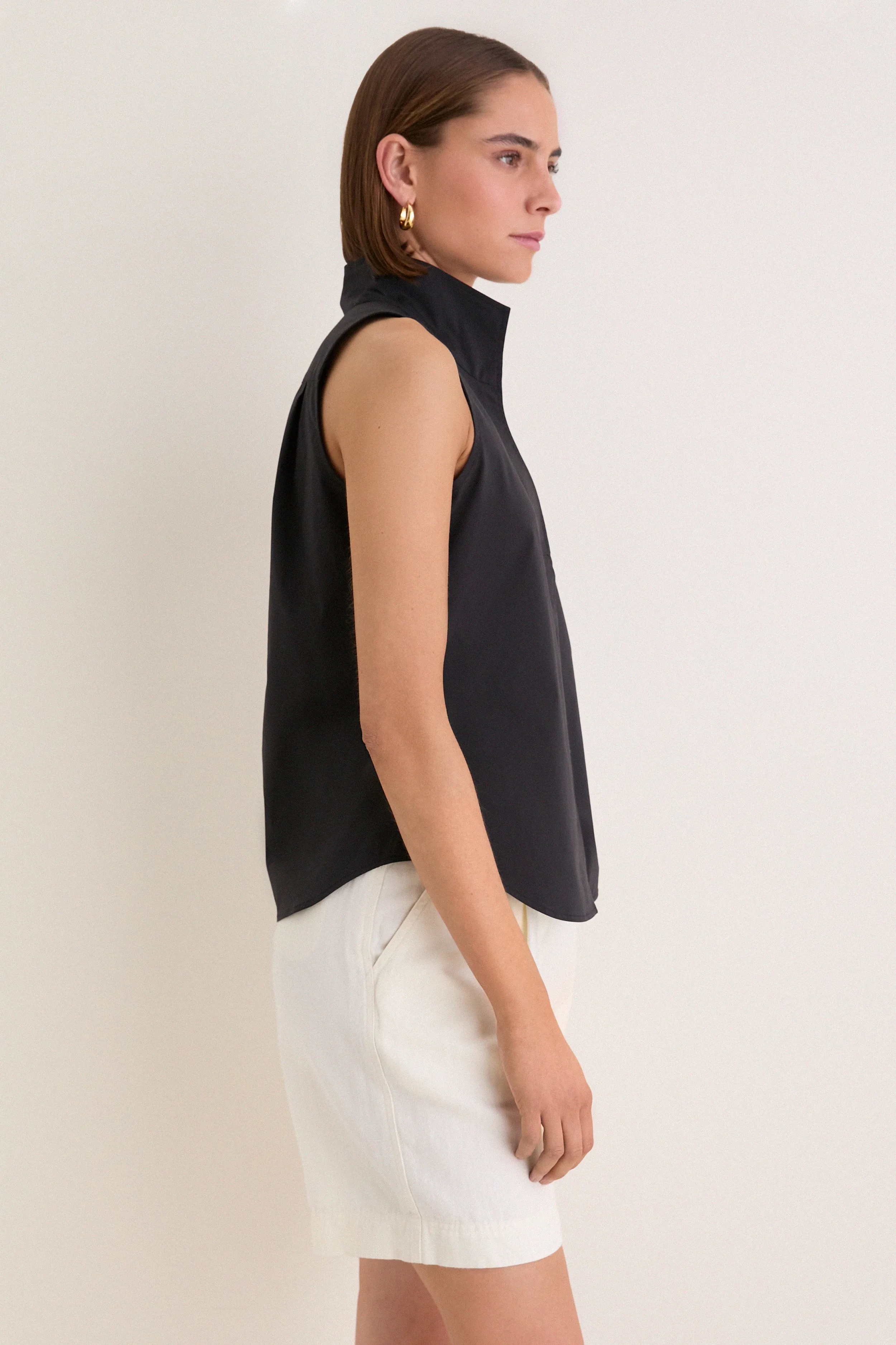 Black Sleeveless Bessette Button Down sold by Tuckernuck product image thumbnail 3
