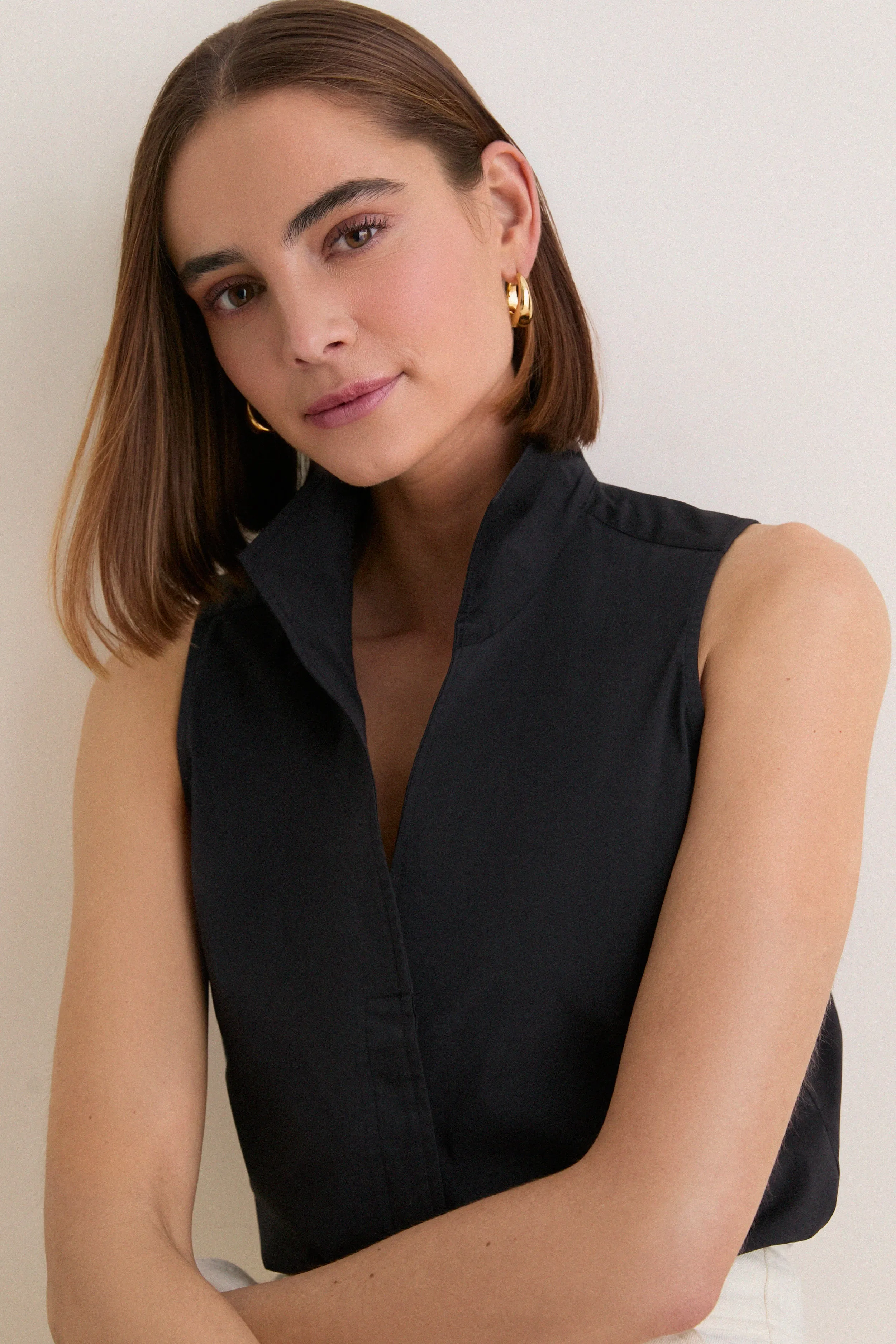 Black Sleeveless Bessette Button Down sold by Tuckernuck product image thumbnail 5