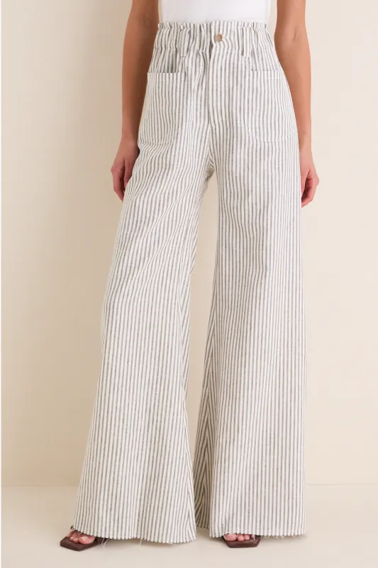 Juniper Stripe Linen Tulip Wide Leg Pant made by Emerson Fry