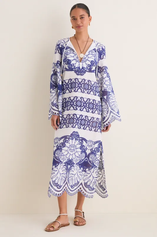 White and Blue Clea Lace Dress made by Tuckernuck