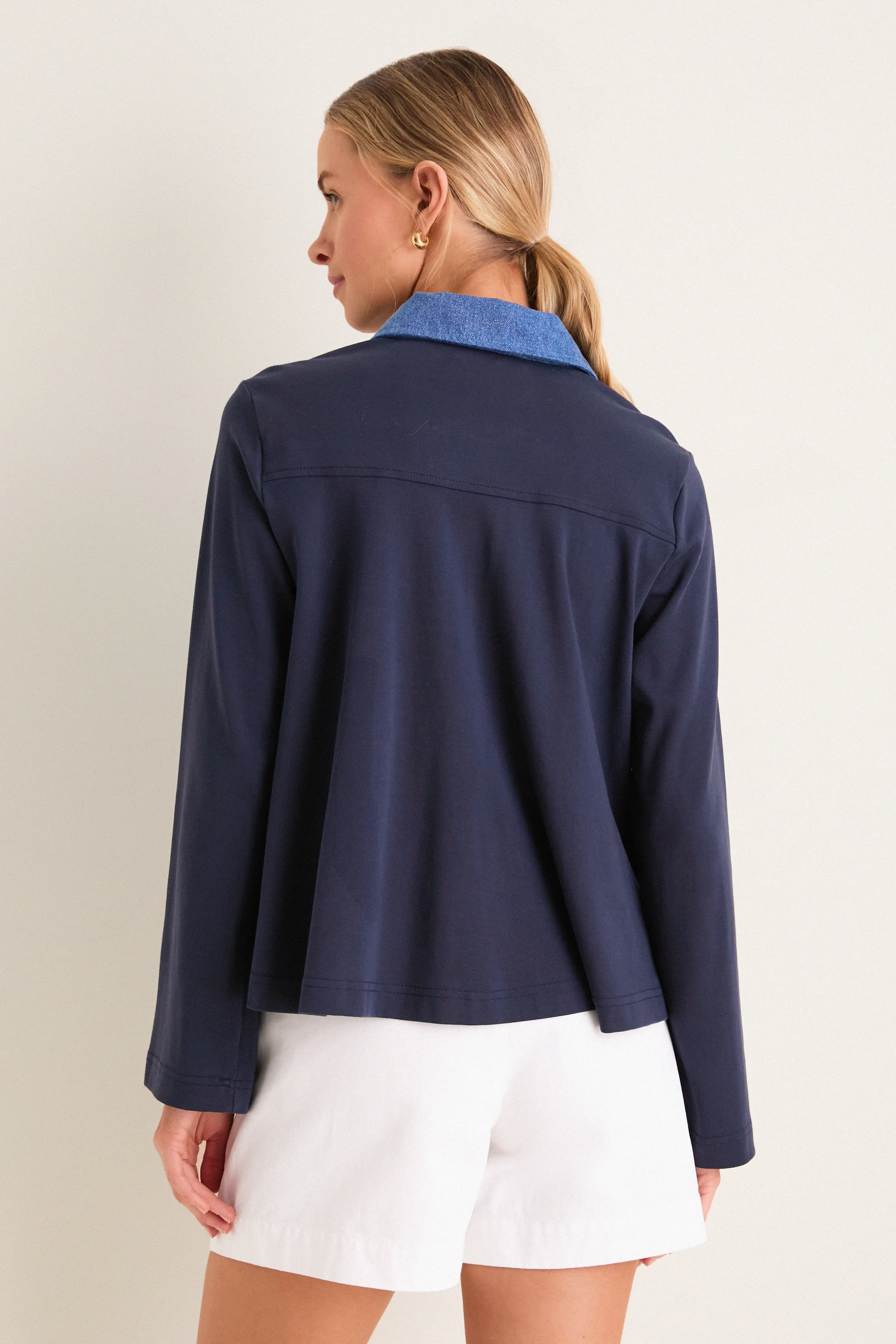Denim Collar Carlyn Long Sleeve Polo sold by Tuckernuck product image thumbnail 4