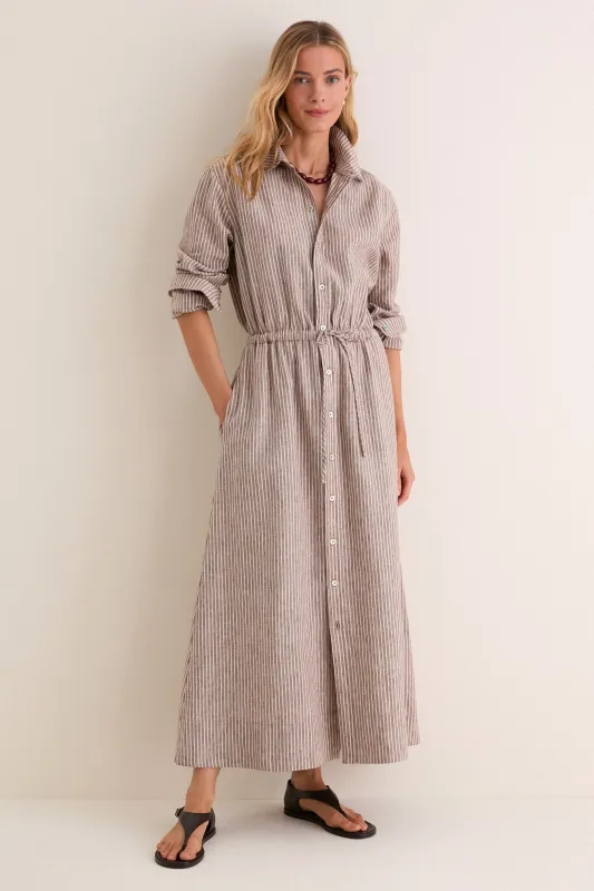 Cafe Stripe Linen Julien Shirt Dress made by Tuckernuck