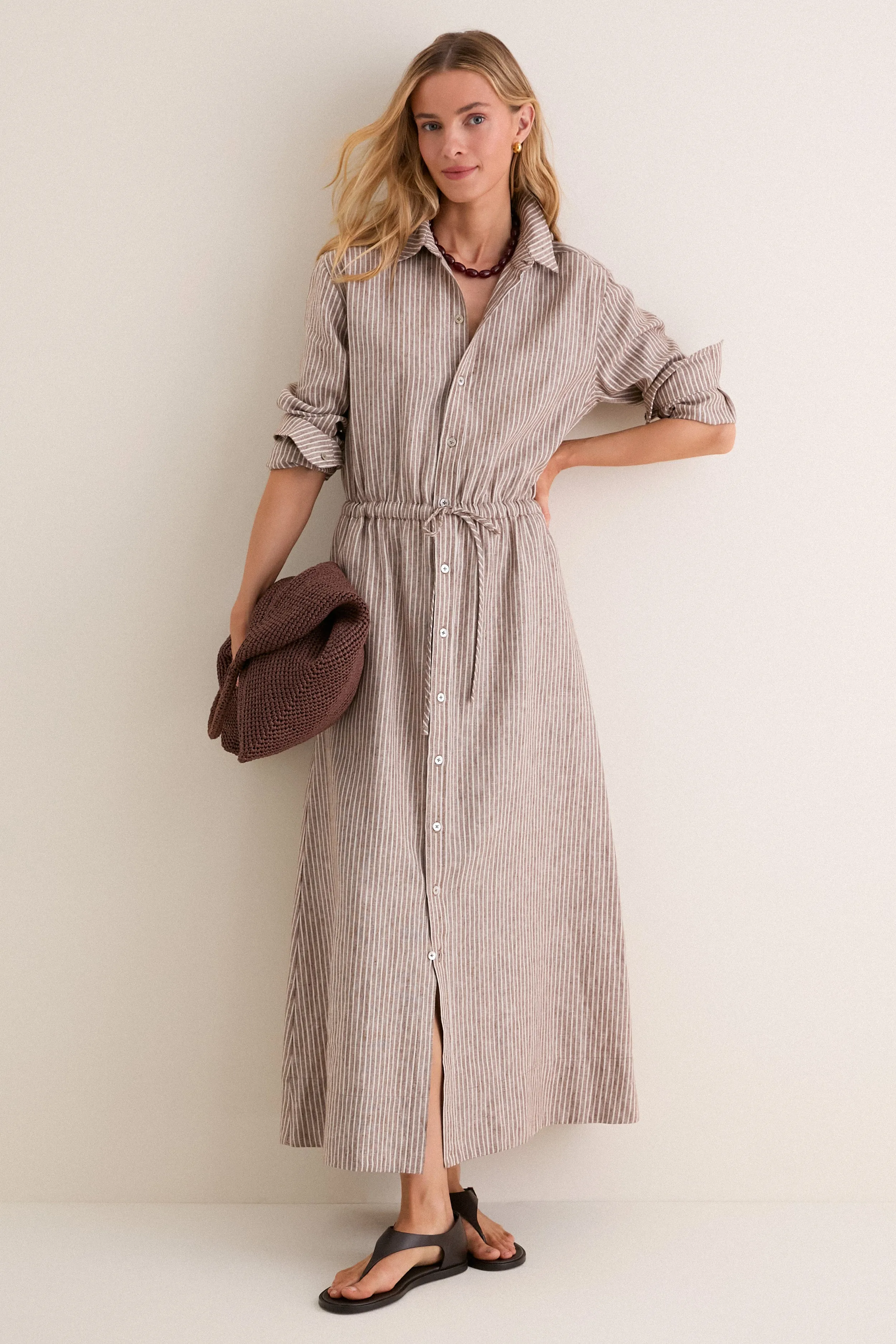 Cafe Stripe Linen Julien Shirt Dress sold by Tuckernuck product image thumbnail 2