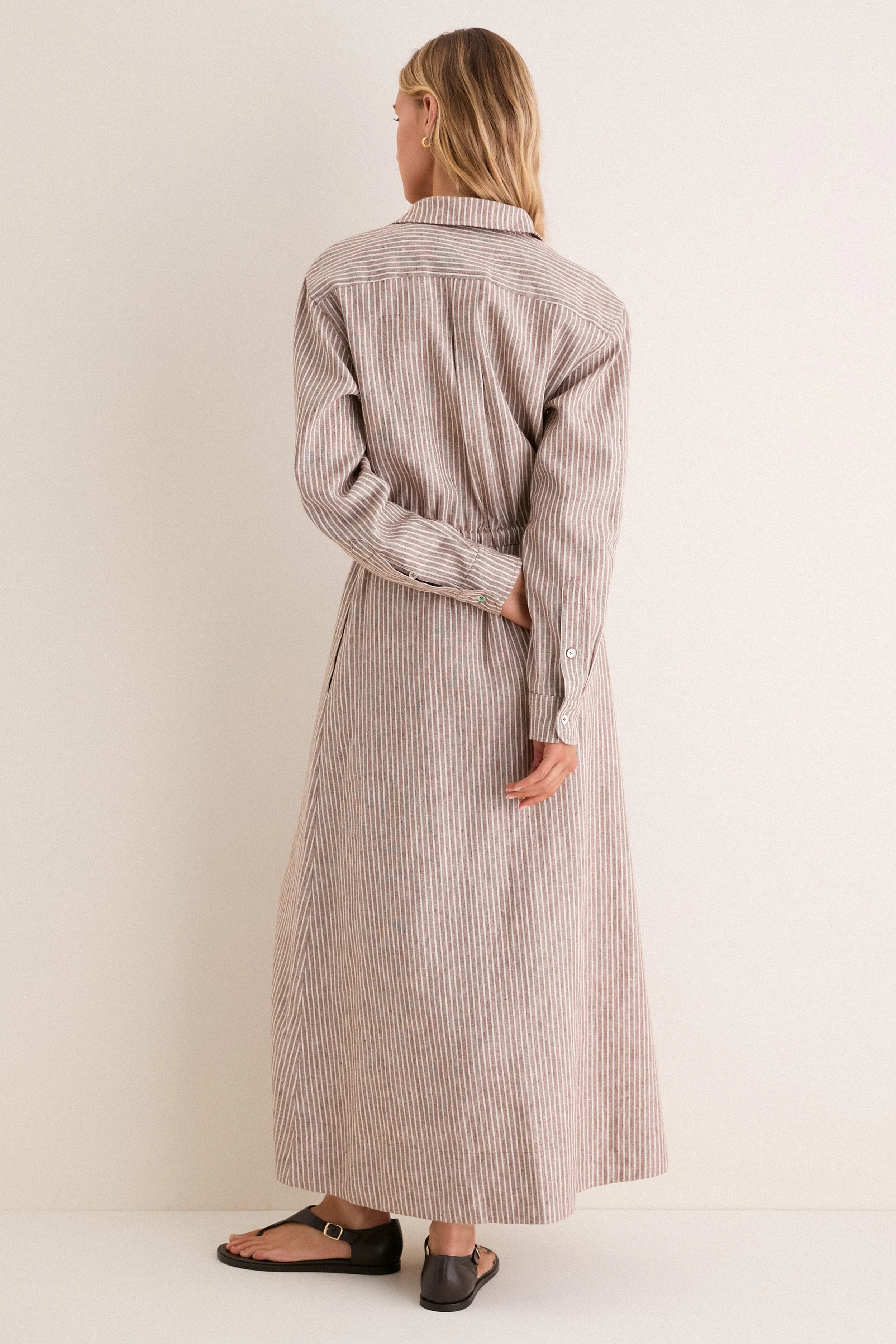 Cafe Stripe Linen Julien Shirt Dress sold by Tuckernuck product image thumbnail 4