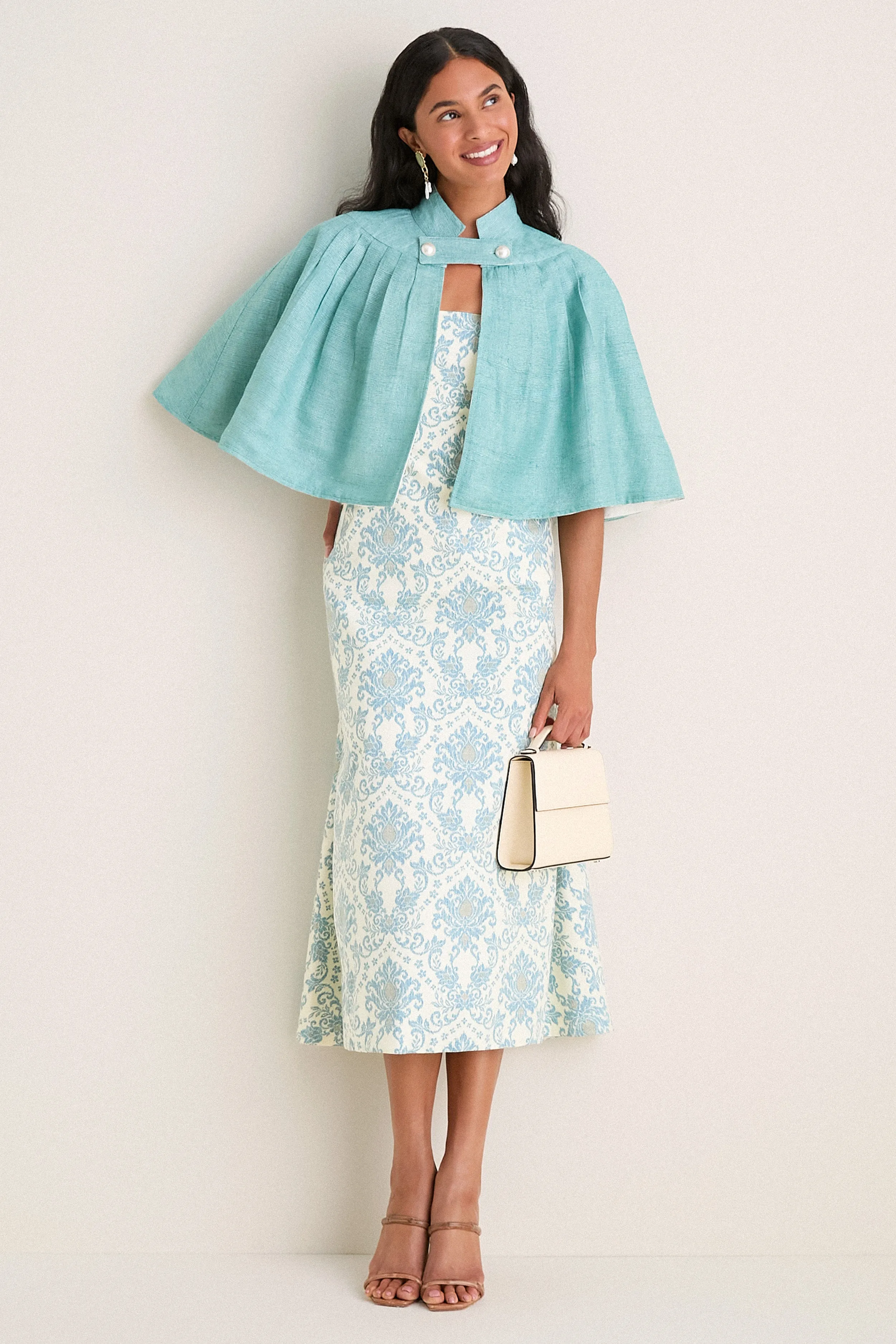 Exclusive Blue Damask Ashbourne Midi Dress sold by Tuckernuck product image thumbnail 2