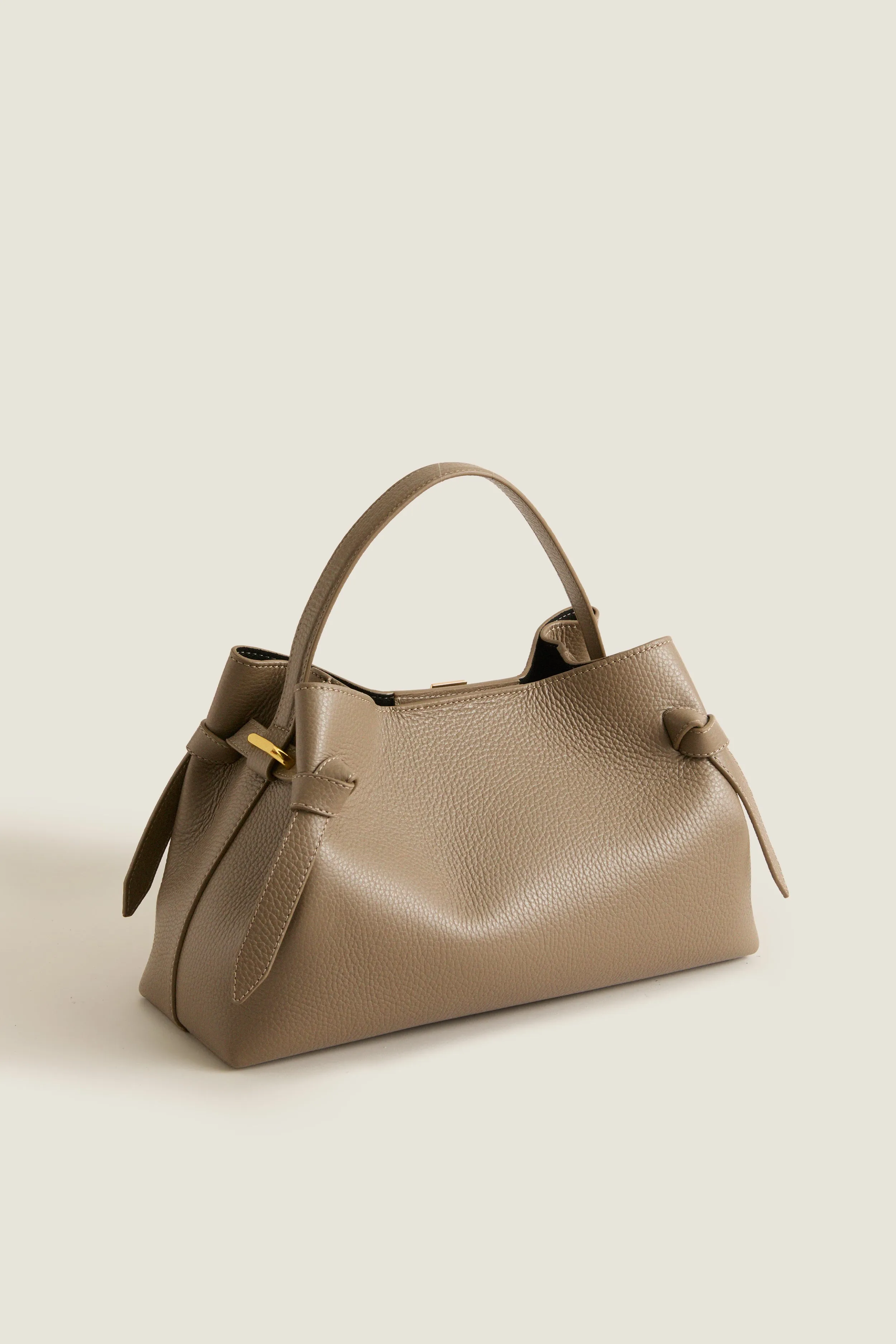 Taupe Pebble Grain Leather Gyoza Bag sold by Tuckernuck product image thumbnail 4