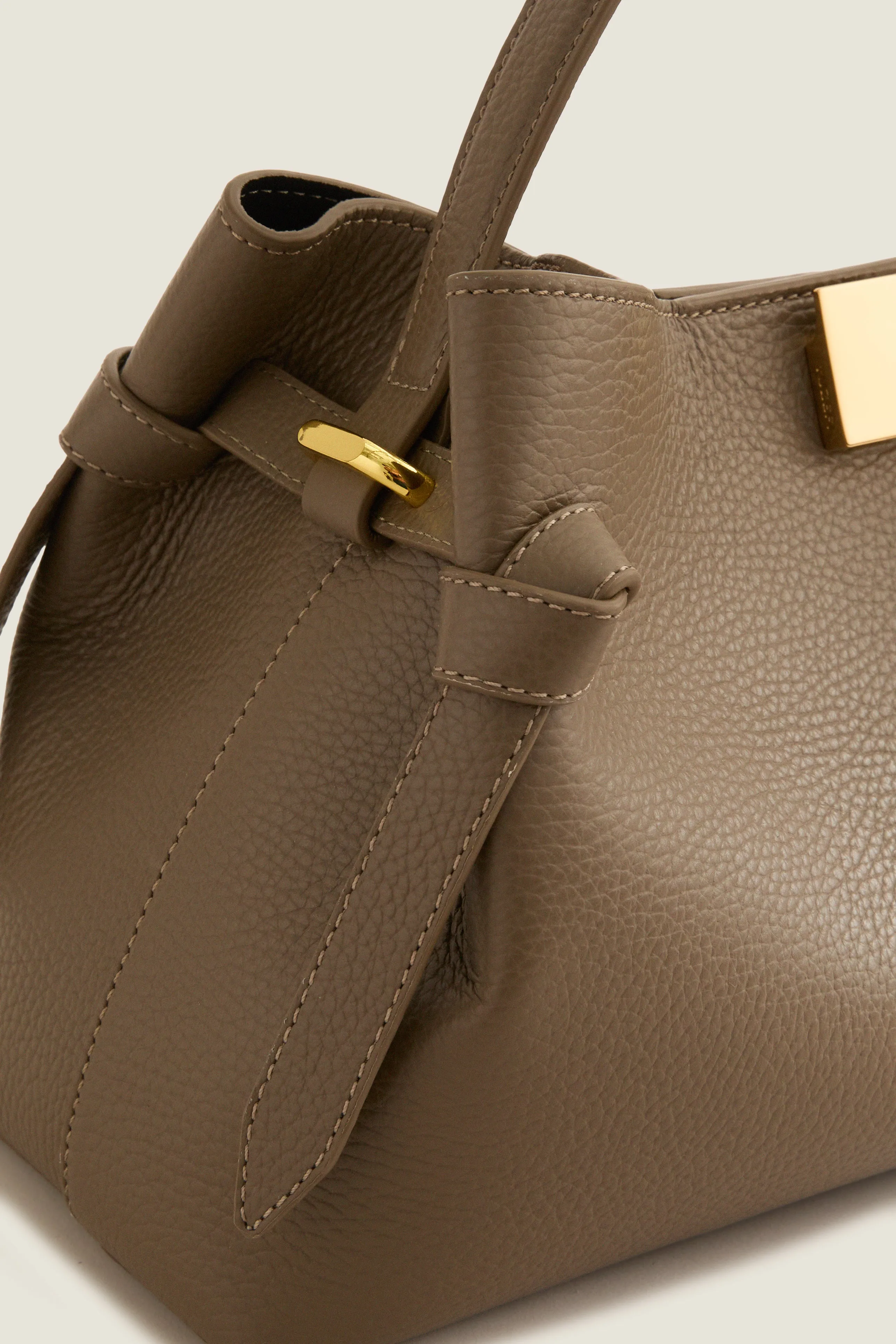 Taupe Pebble Grain Leather Gyoza Bag sold by Tuckernuck product image thumbnail 5