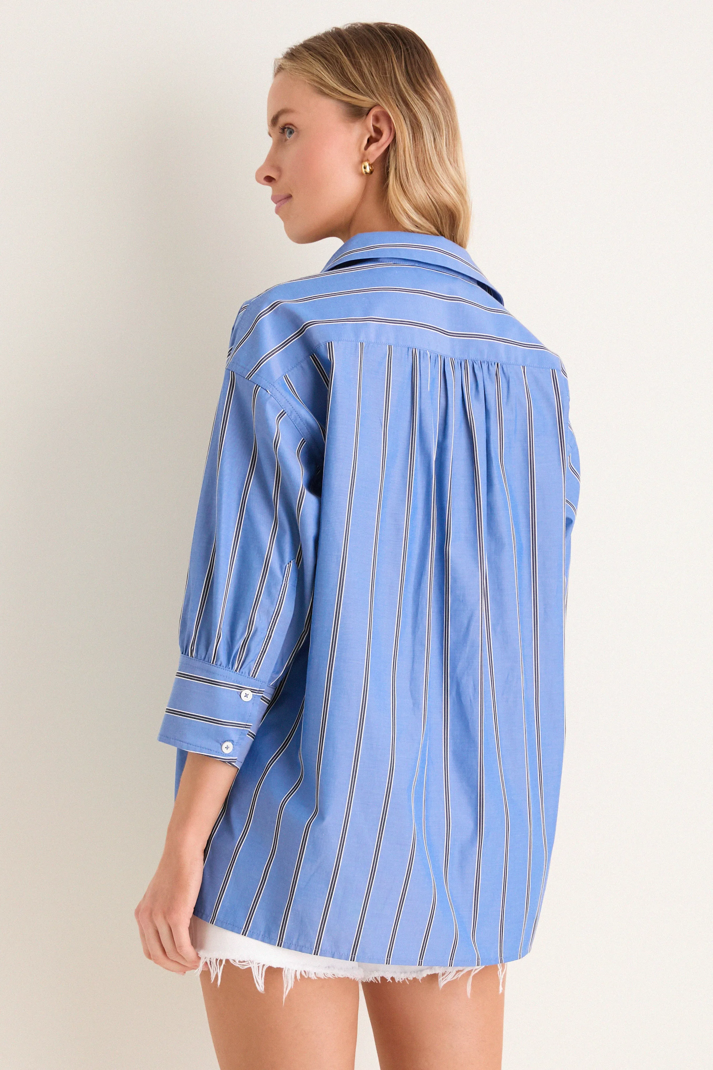 Blue Indigo Stripe Adair Boyfriend Shirt sold by Tuckernuck product image thumbnail 4