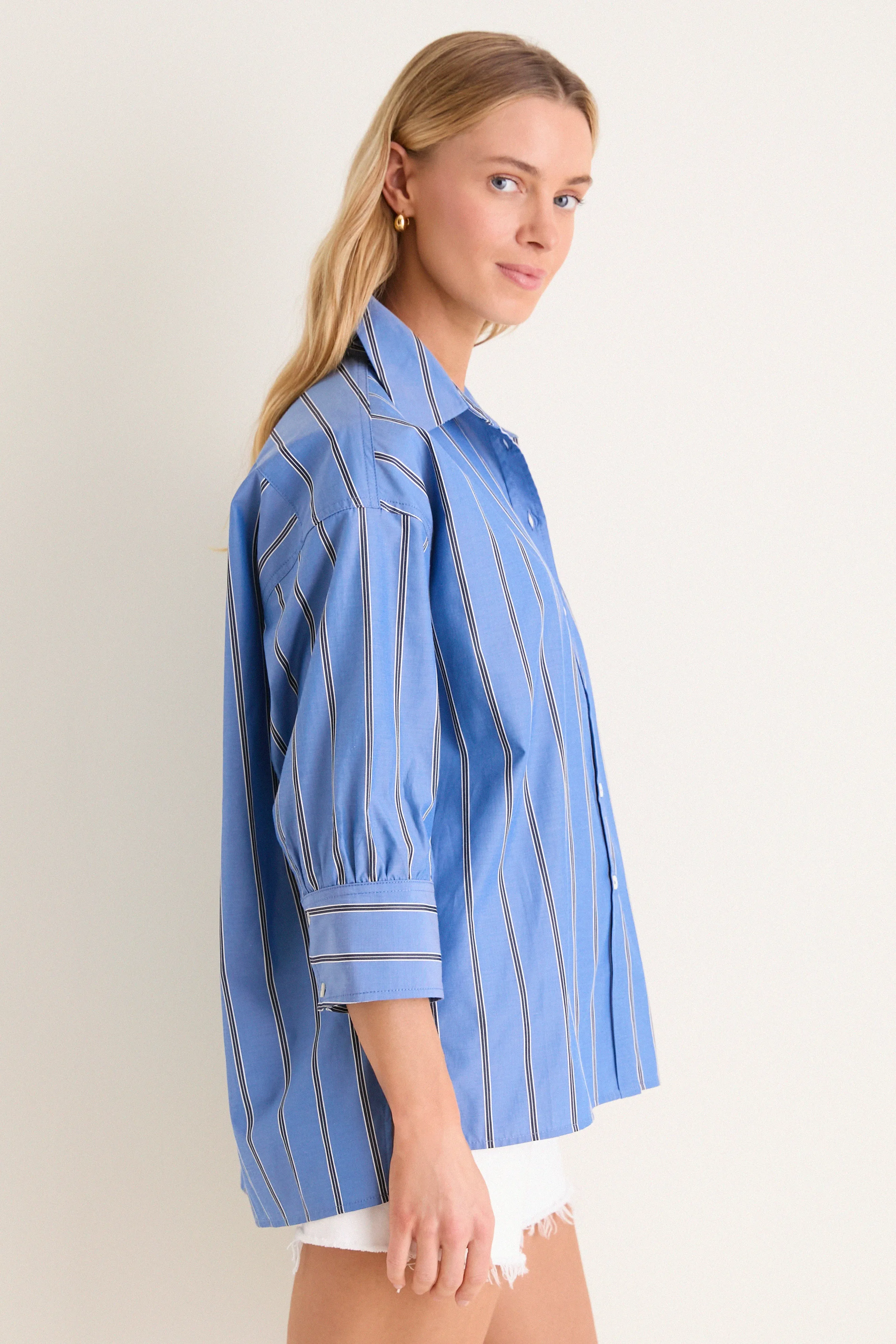 Blue Indigo Stripe Adair Boyfriend Shirt sold by Tuckernuck product image thumbnail 3