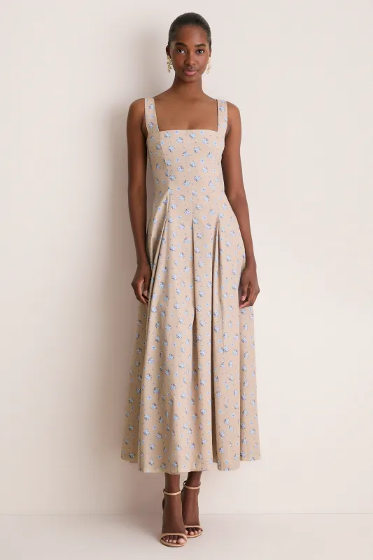 Sand and Oxford Floral Printed Cotton Caitlin Dress made by Lela Rose
