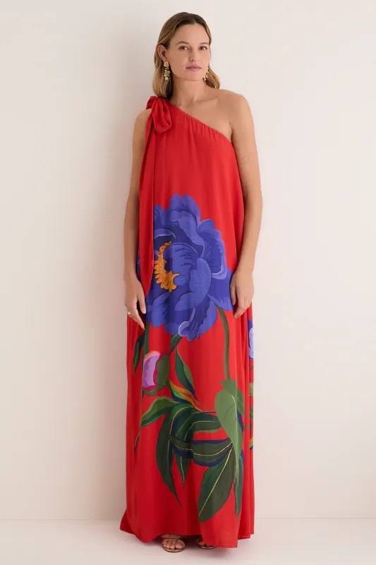 Floral Candy Red One Shoulder Lani Dress made by Tuckernuck
