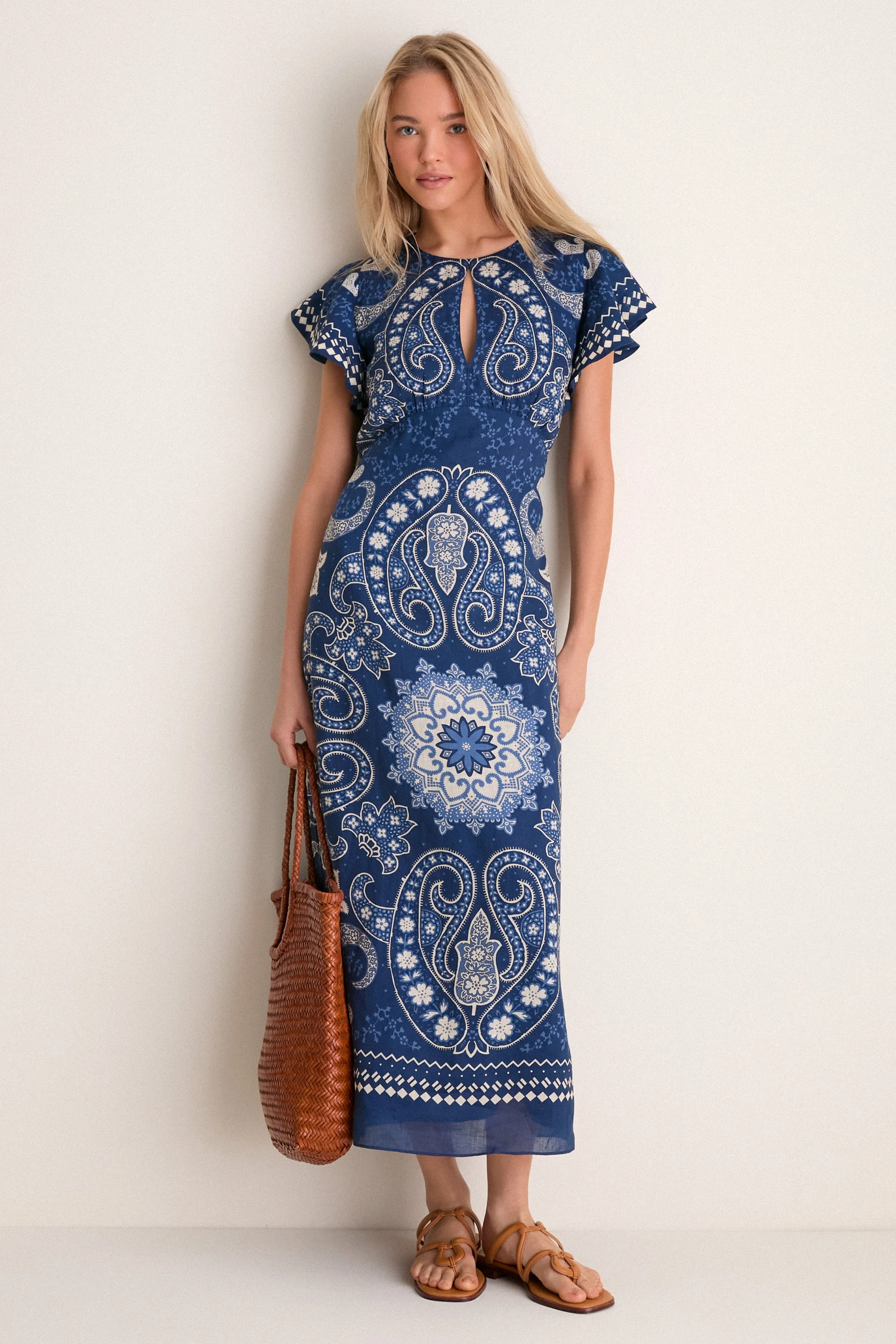 Navy Emelina Print Midi Dress sold by Tuckernuck product image thumbnail 2