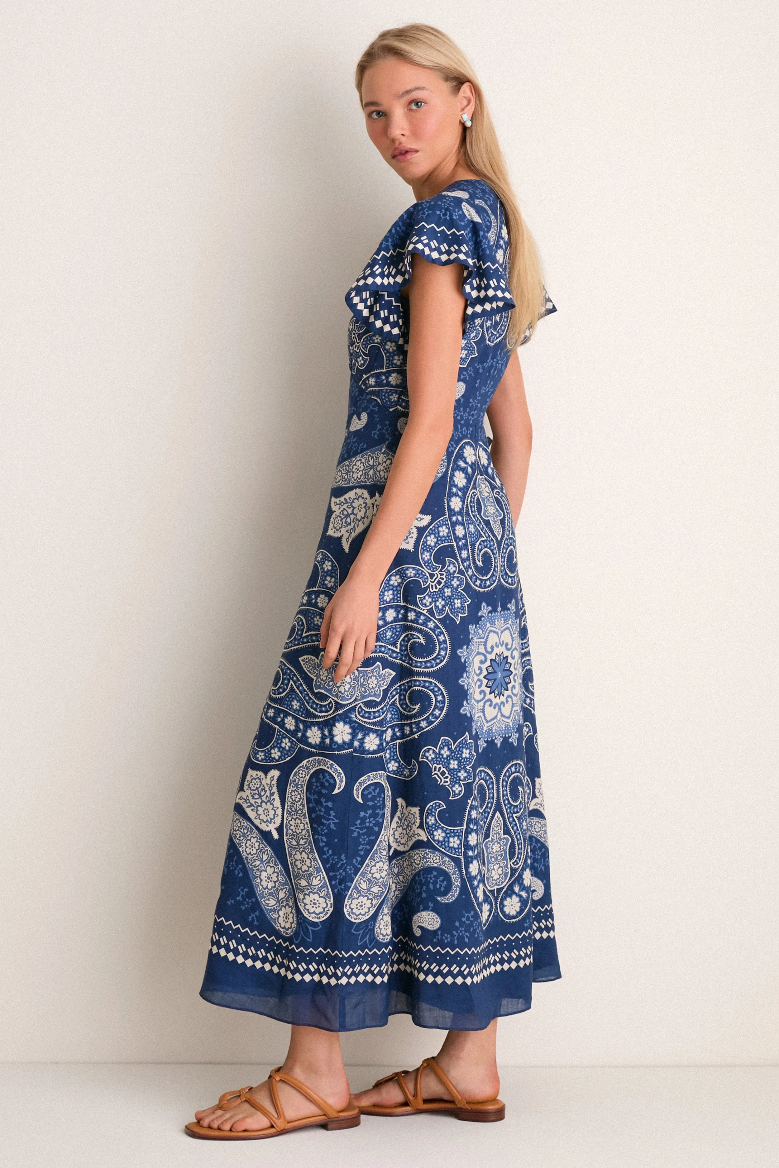 Navy Emelina Print Midi Dress sold by Tuckernuck product image thumbnail 3