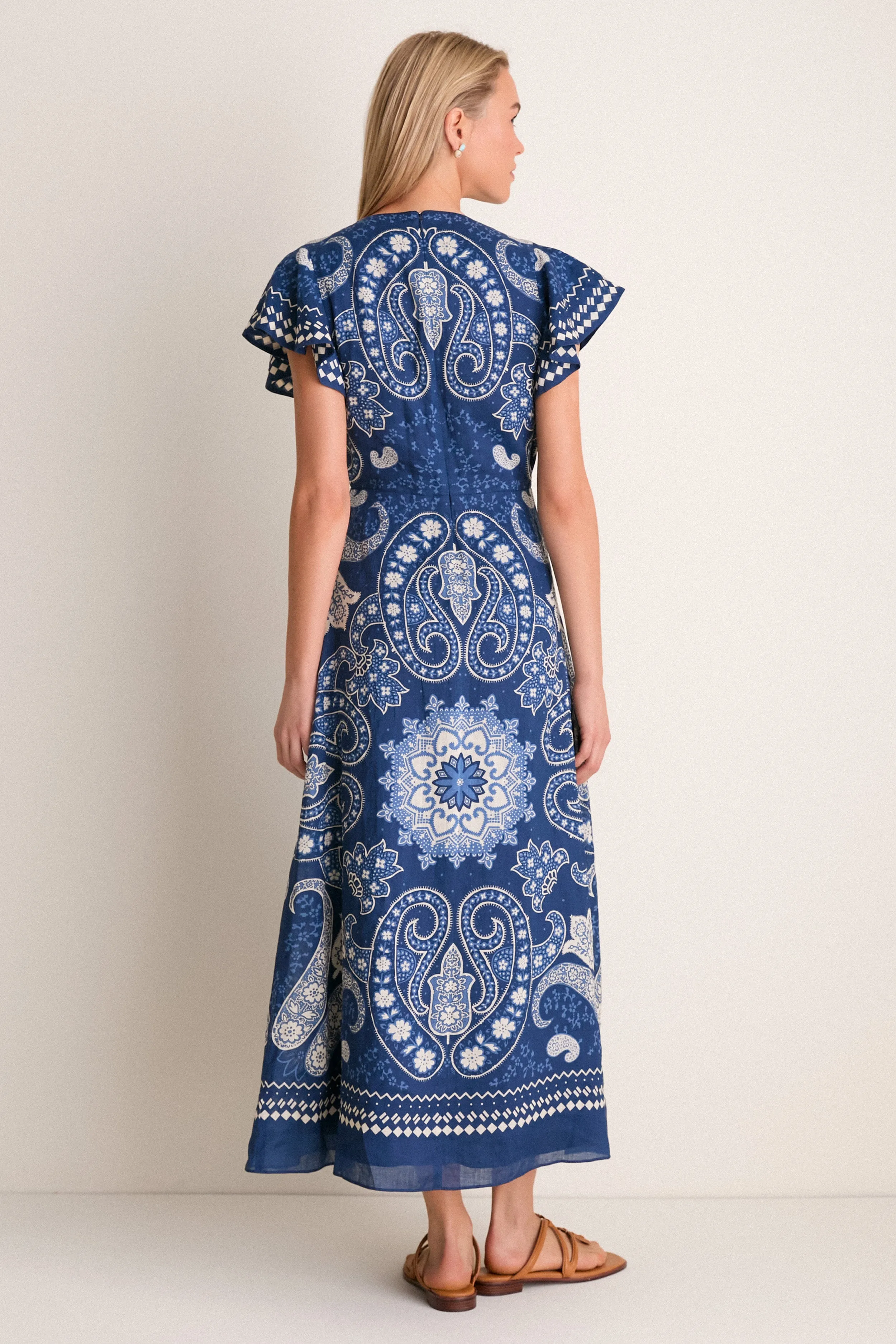 Navy Emelina Print Midi Dress sold by Tuckernuck product image thumbnail 4