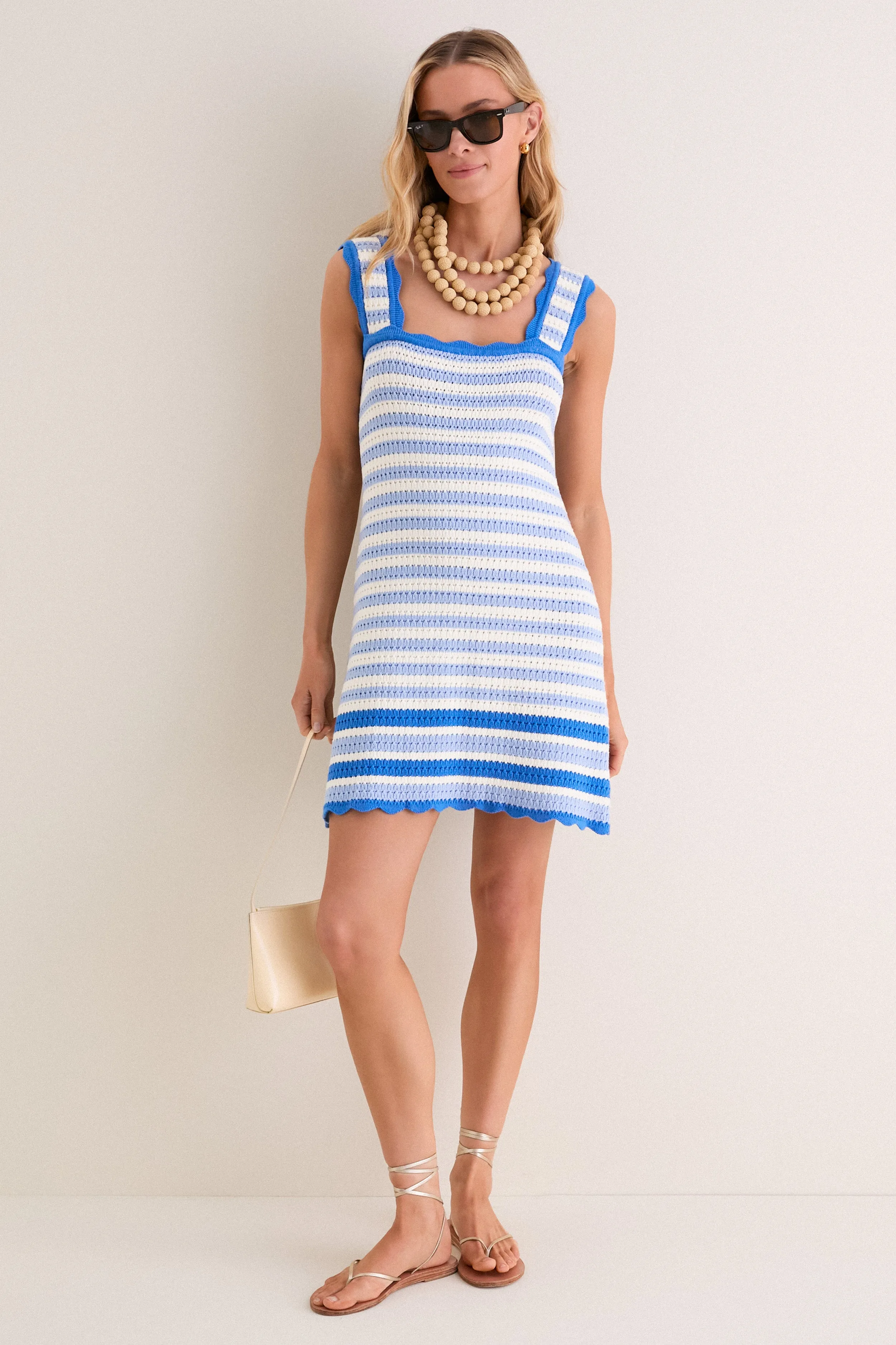 Ocean Stripe Crochet Brookside Mini Dress sold by Tuckernuck product image thumbnail 2