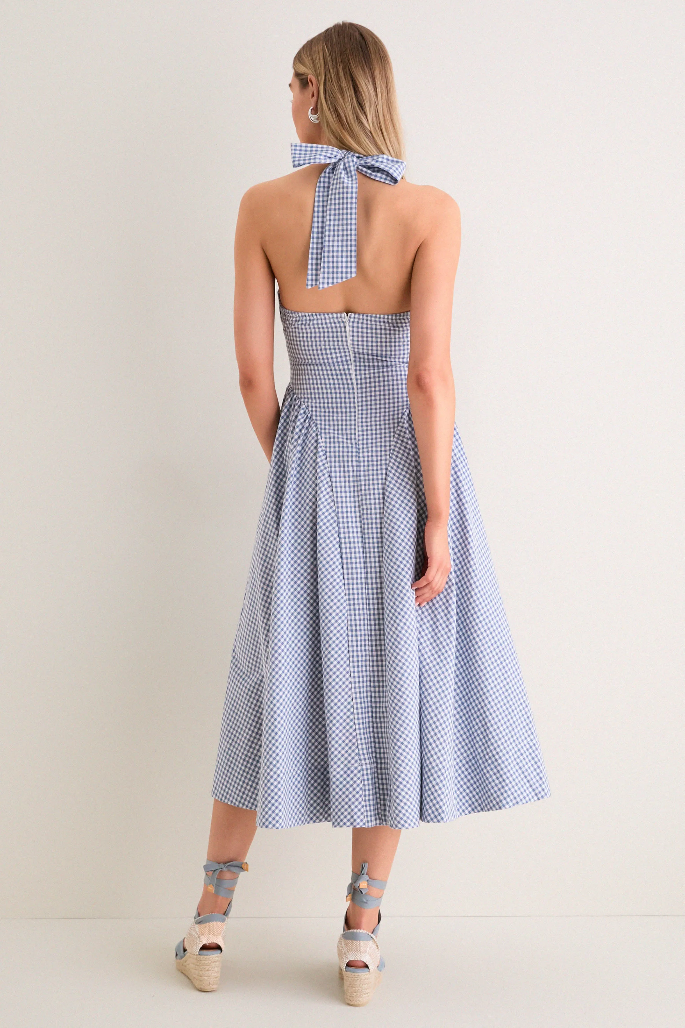 Blue Gingham Meana Halter Midi Dress sold by Tuckernuck product image thumbnail 5