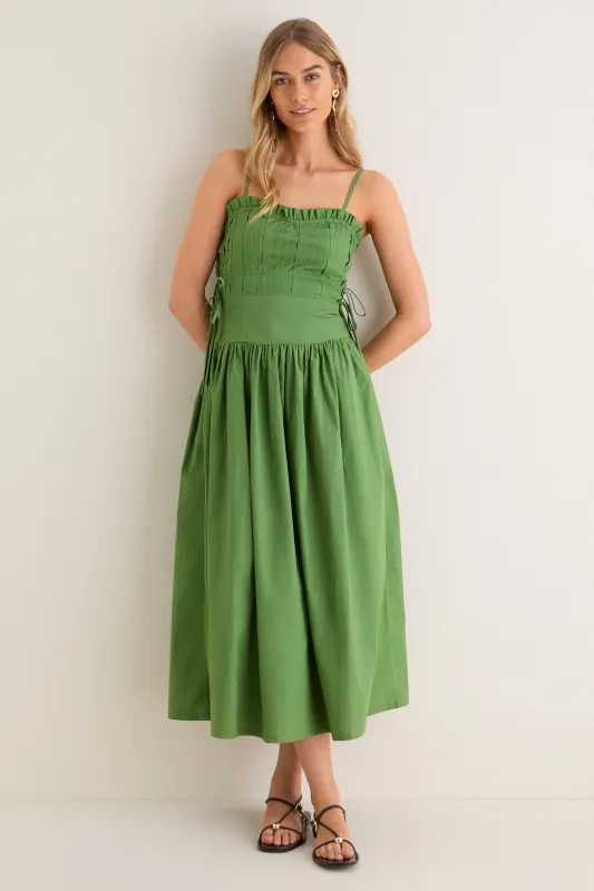 Green Tie Midi Dress made by Moon River