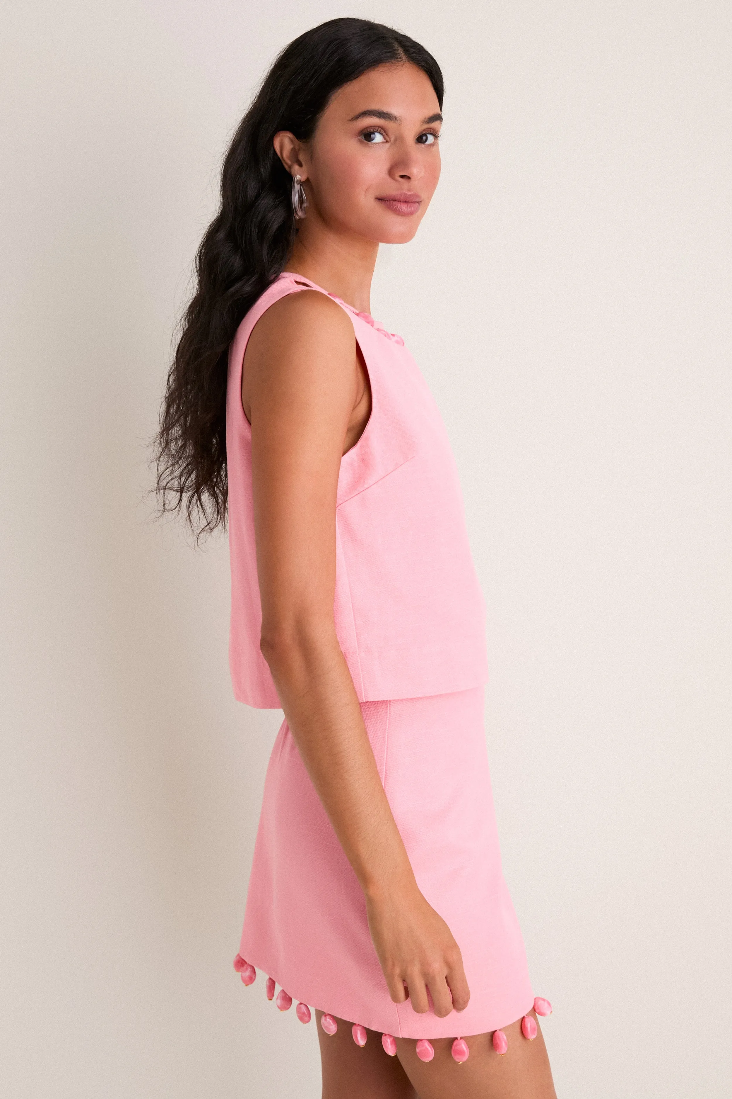 Pink Linen Beaded Dottie Tank sold by Tuckernuck product image thumbnail 3