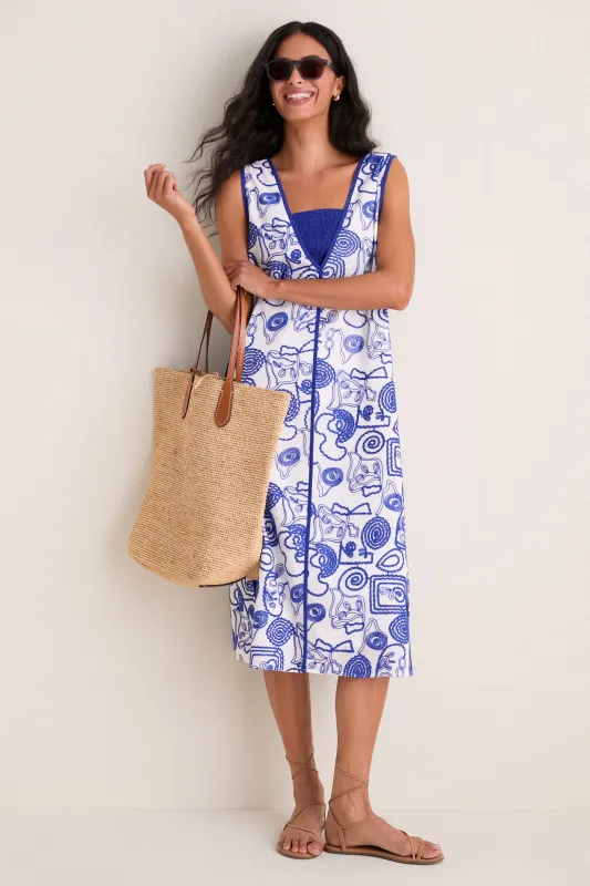 White & Royal Blue Applique Josette Two-Piece Maxi Dress made by Hyacinth House