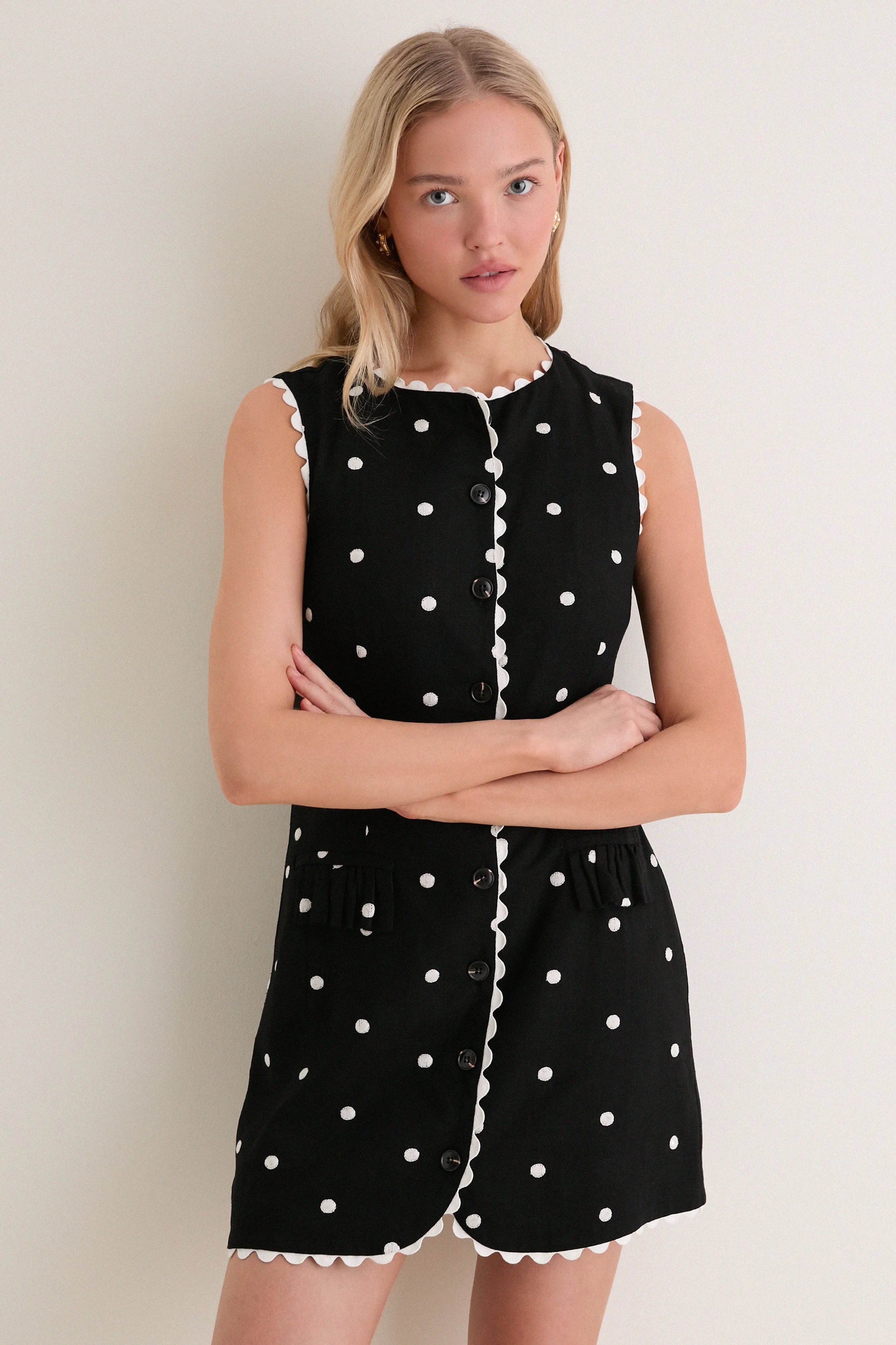 Black Heather Embroidered Mini Dress sold by Tuckernuck