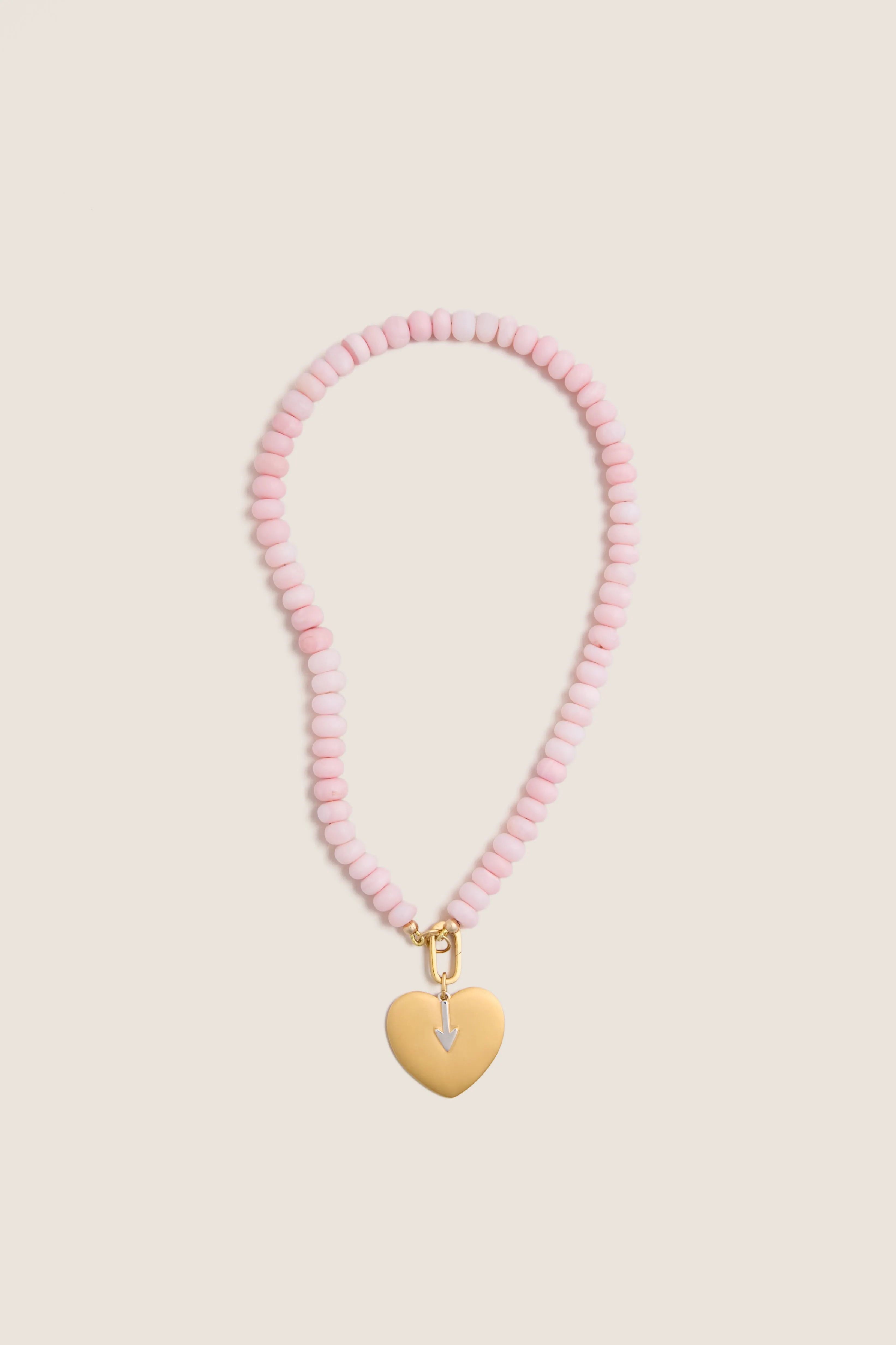 Light Pink Opal Gemstone Necklace with Simple Heart Charm sold by Tuckernuck