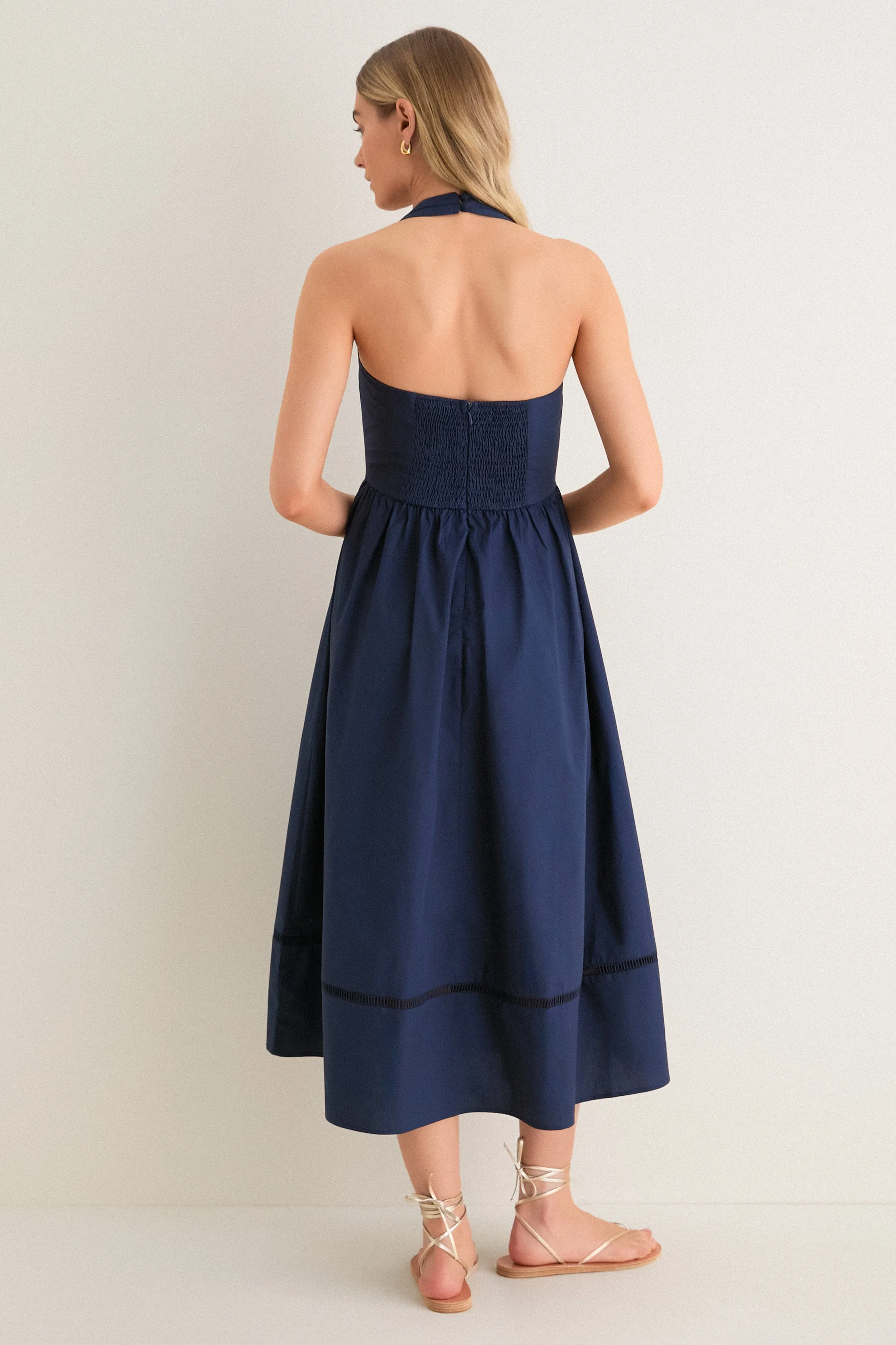 Navy Square Neck Halter Midi Dress sold by Tuckernuck product image thumbnail 4