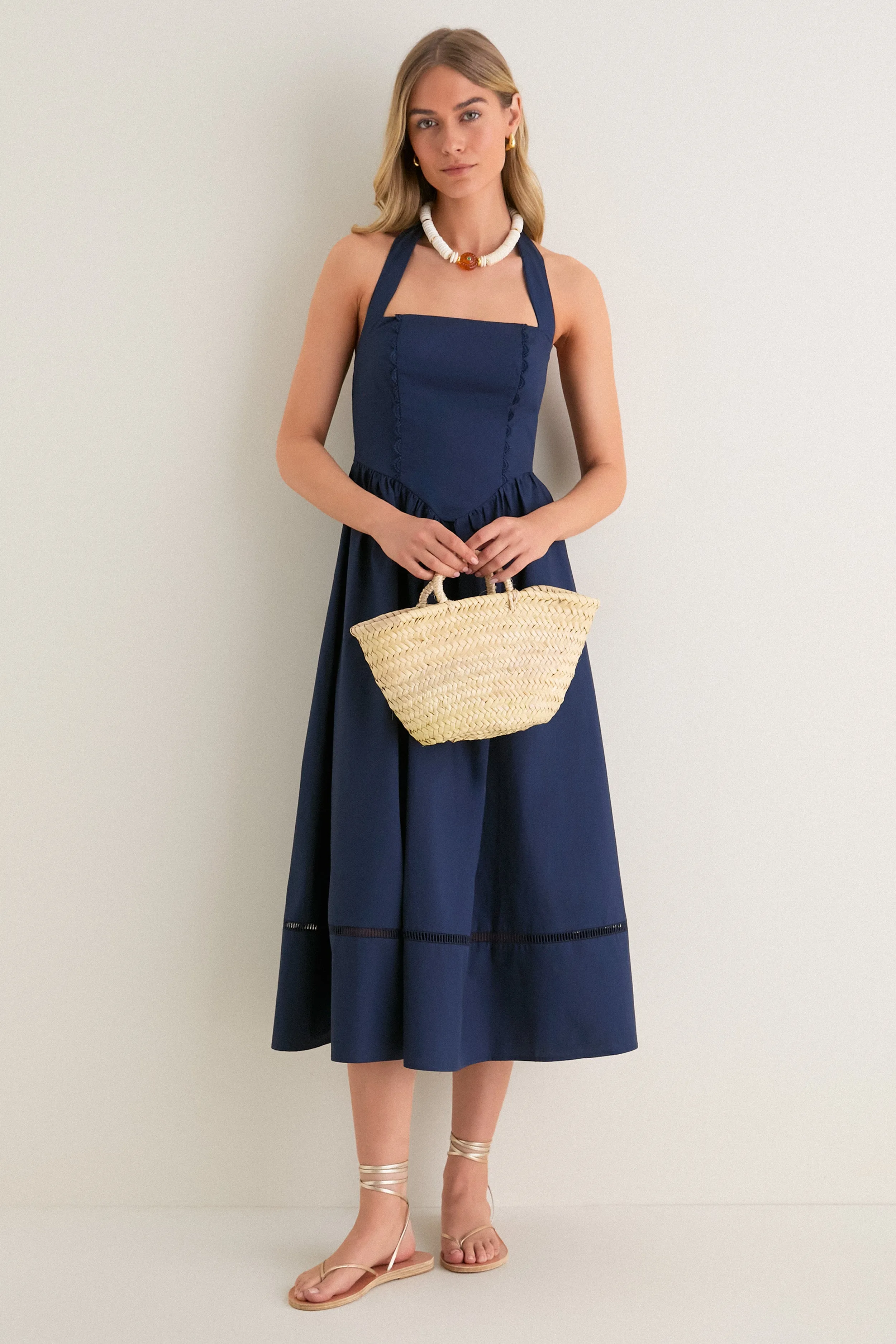 Navy Square Neck Halter Midi Dress sold by Tuckernuck product image thumbnail 2