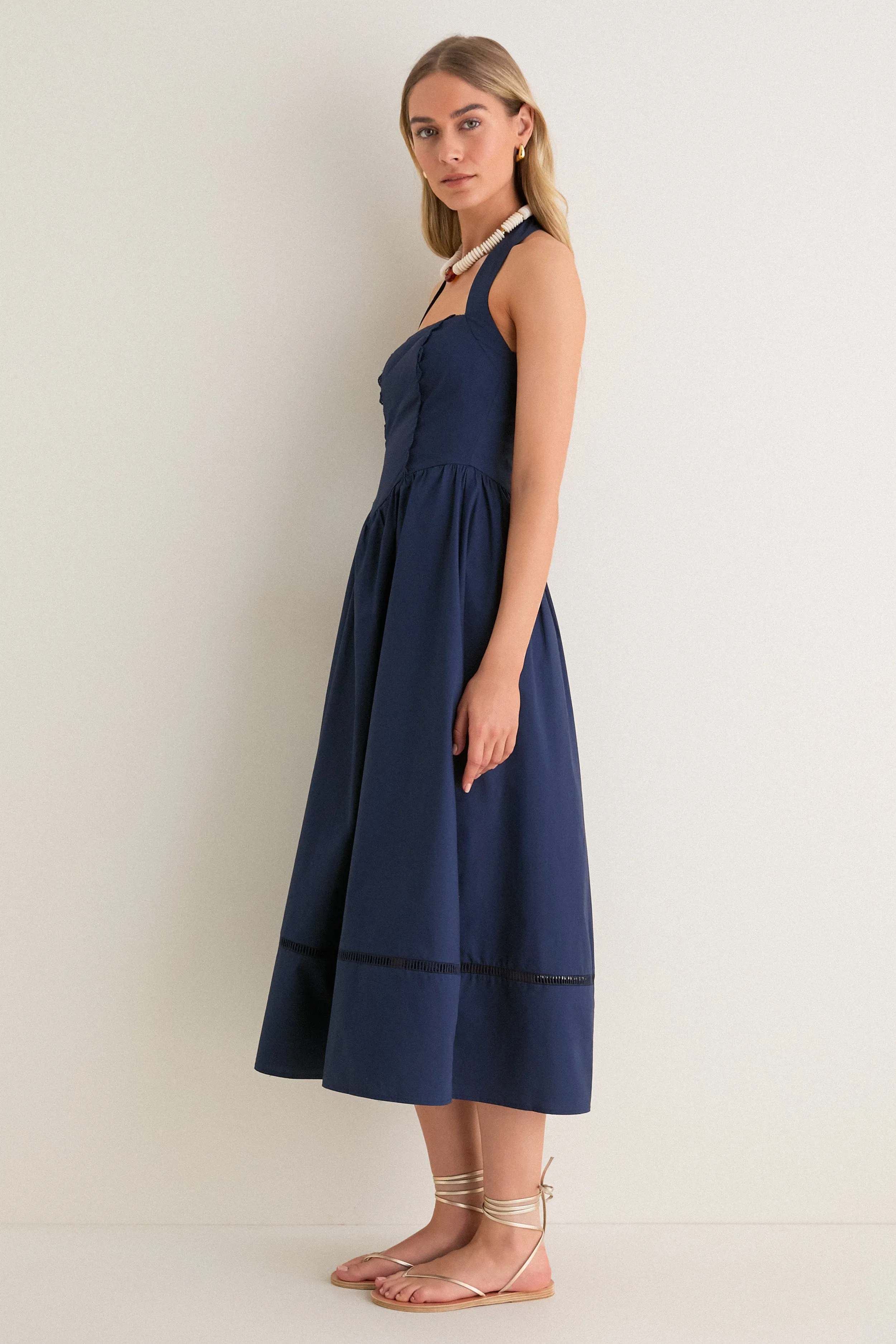 Navy Square Neck Halter Midi Dress sold by Tuckernuck product image thumbnail 3