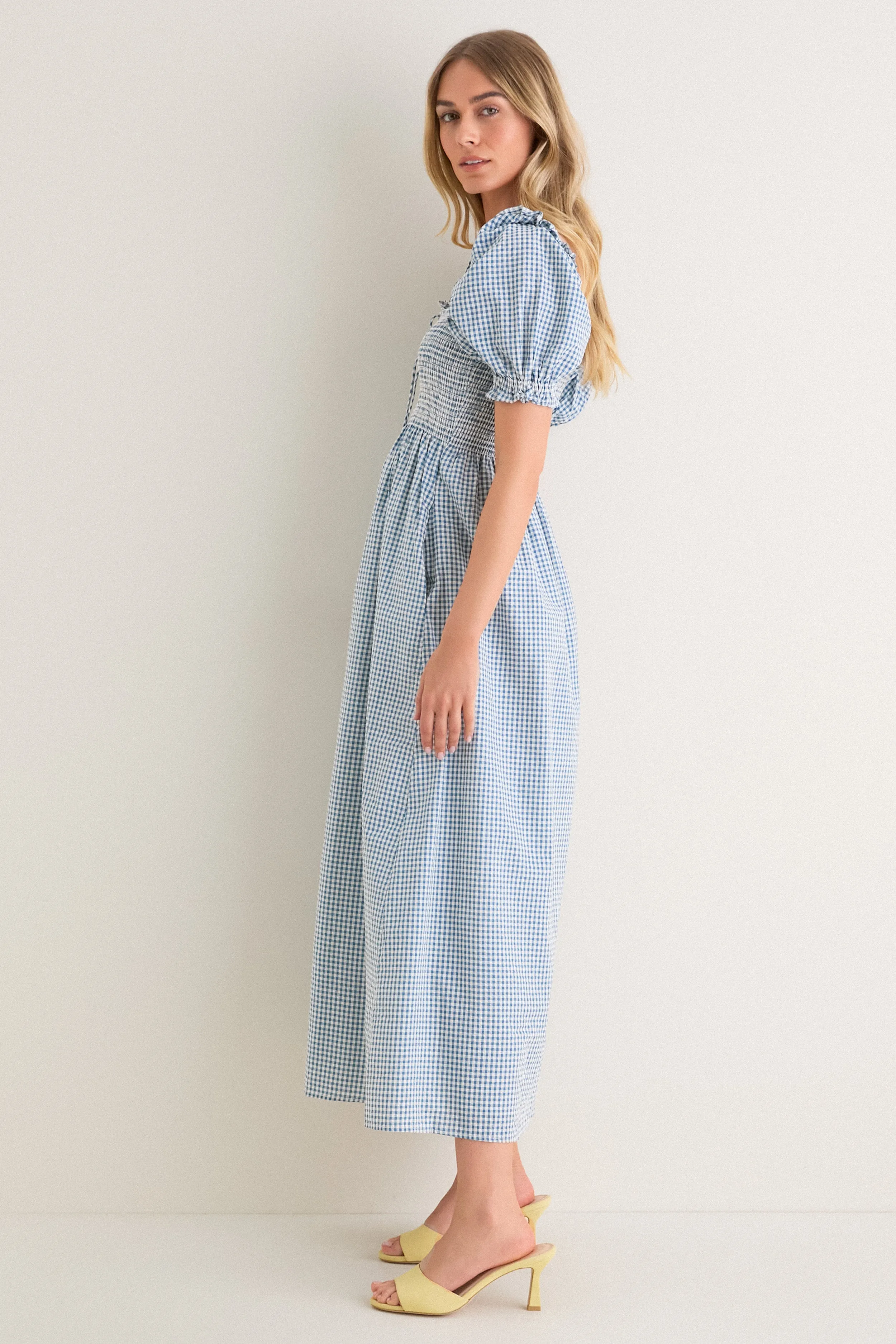 Teal Gingham Scarlett Midi Nap Dress sold by Tuckernuck product image thumbnail 3