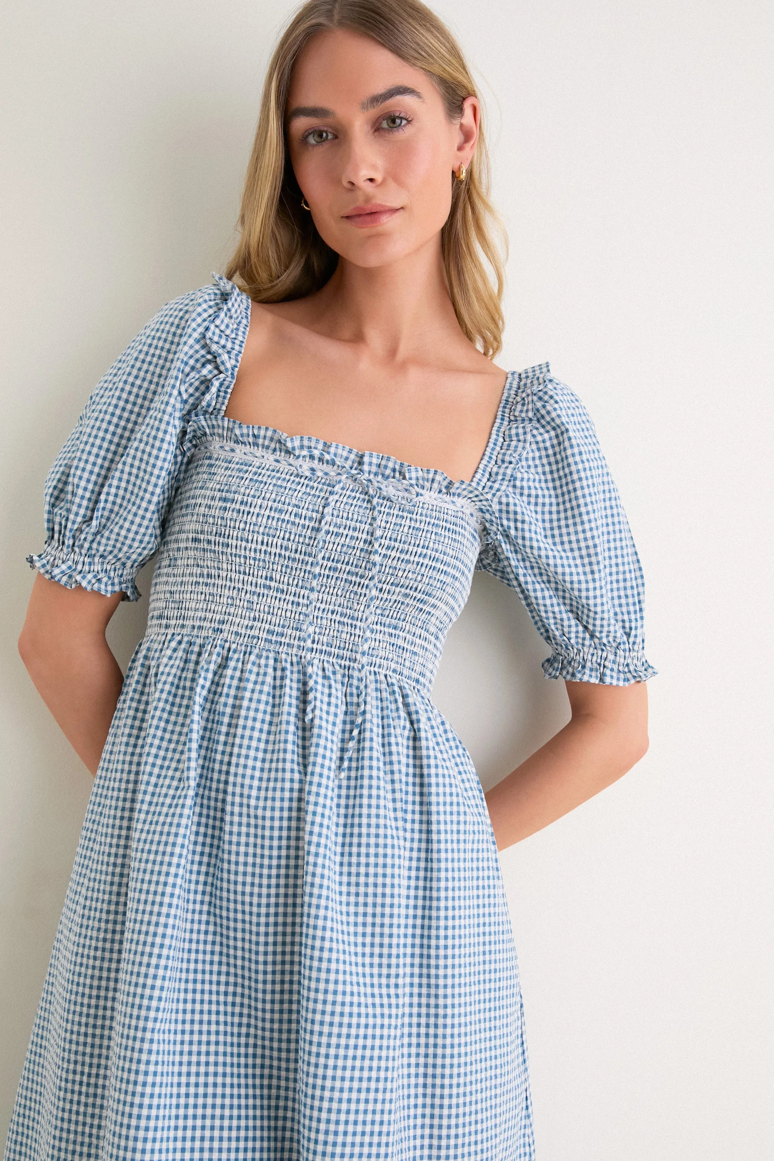 Teal Gingham Scarlett Midi Nap Dress sold by Tuckernuck product image thumbnail 5