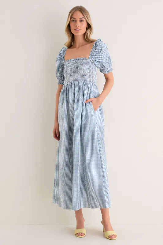 Teal Gingham Scarlett Midi Nap Dress made by Hill House Home