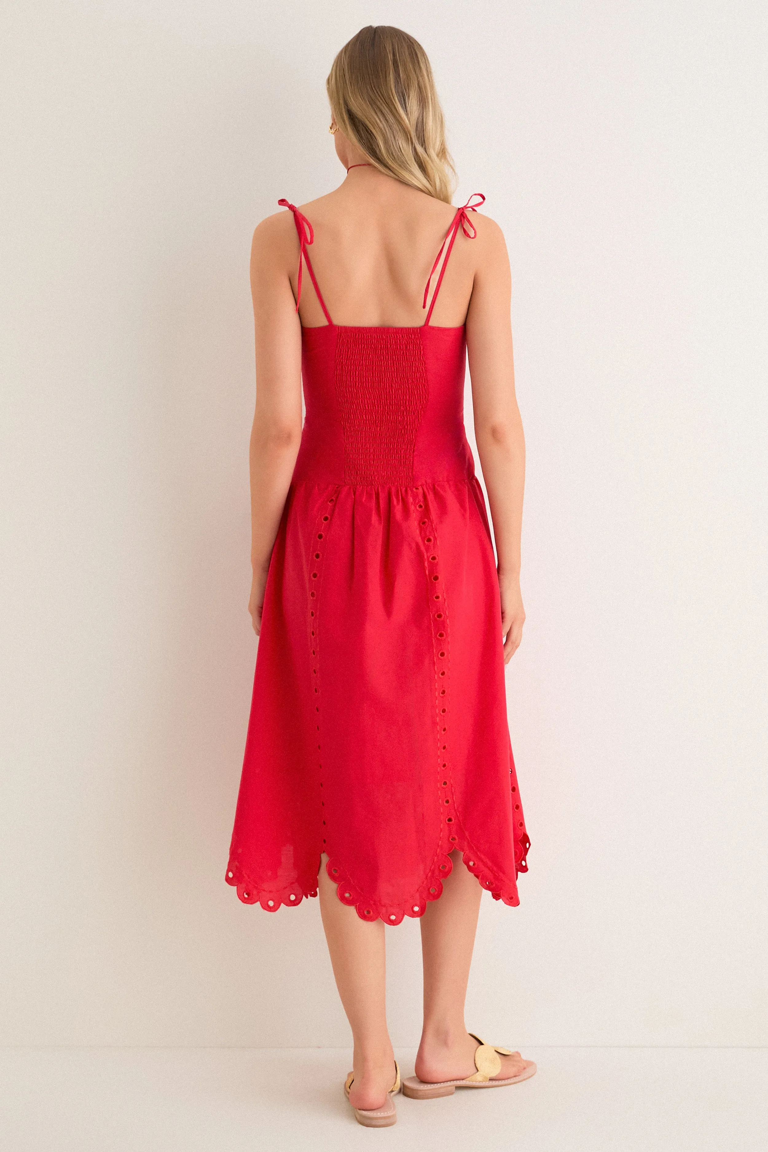 Red Eyelet Detail Midi Dress sold by Tuckernuck product image thumbnail 4