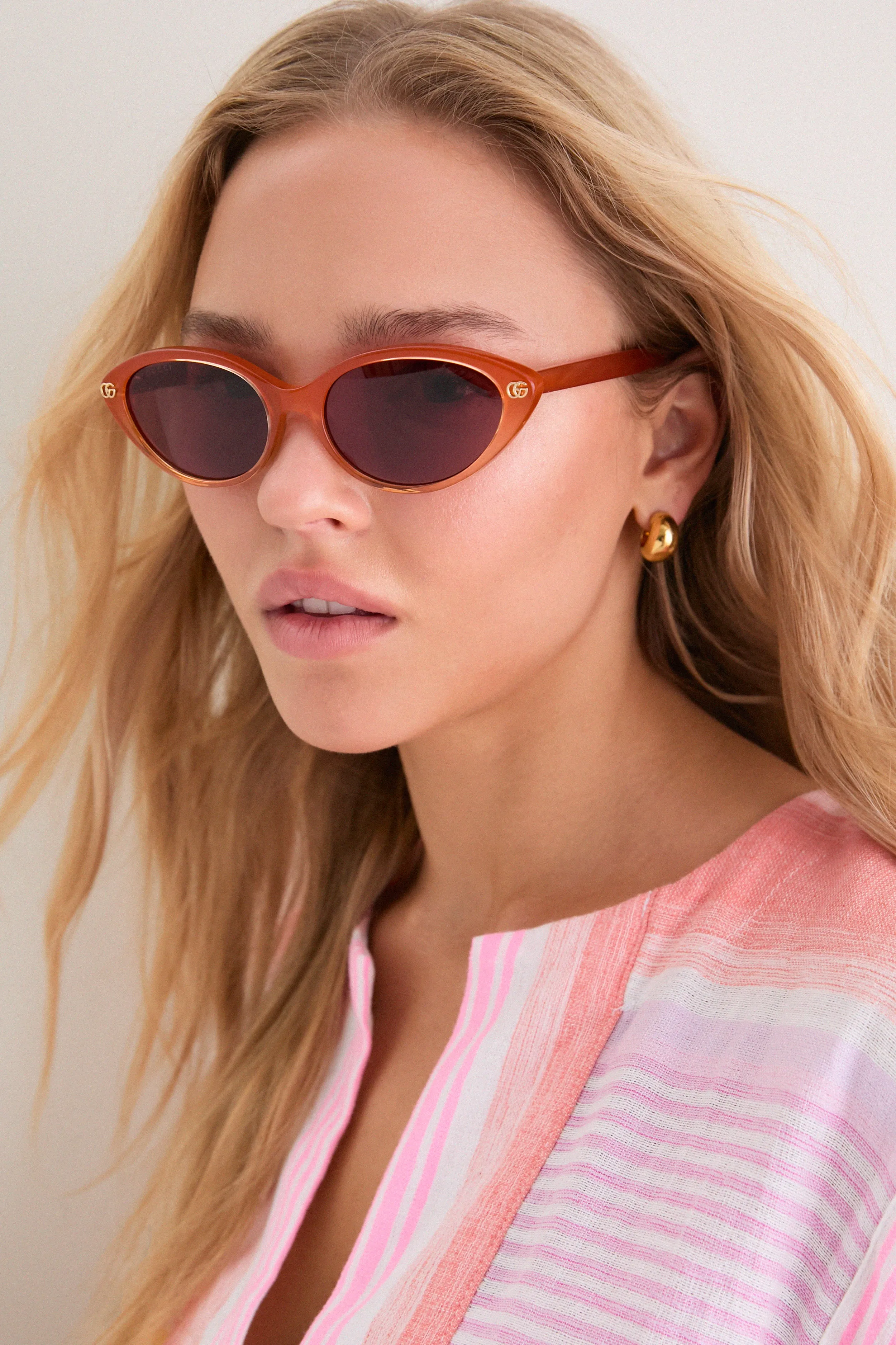 Shiny Milky Orange Double G Sunglasses sold by Tuckernuck product image thumbnail 2