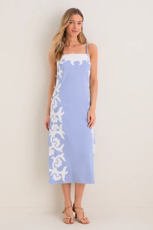 Light Blue Motif Denver Midi Dress made by Anna Cate