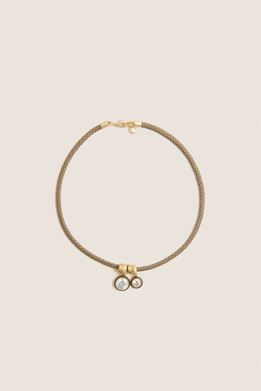Gold Cubic Double Drop Cord Necklace made by Roxanne Assoulin