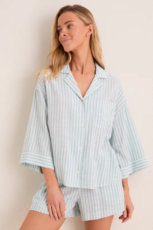 Seagrass Regatta Stripe Nautico Relaxed Short PJ Set made by Eberjey