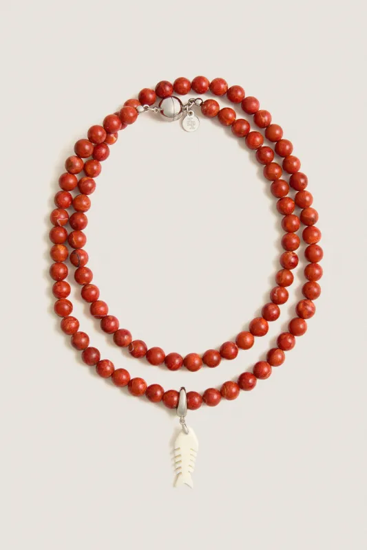 Rust Sardine Stone Necklace made by Tuckernuck