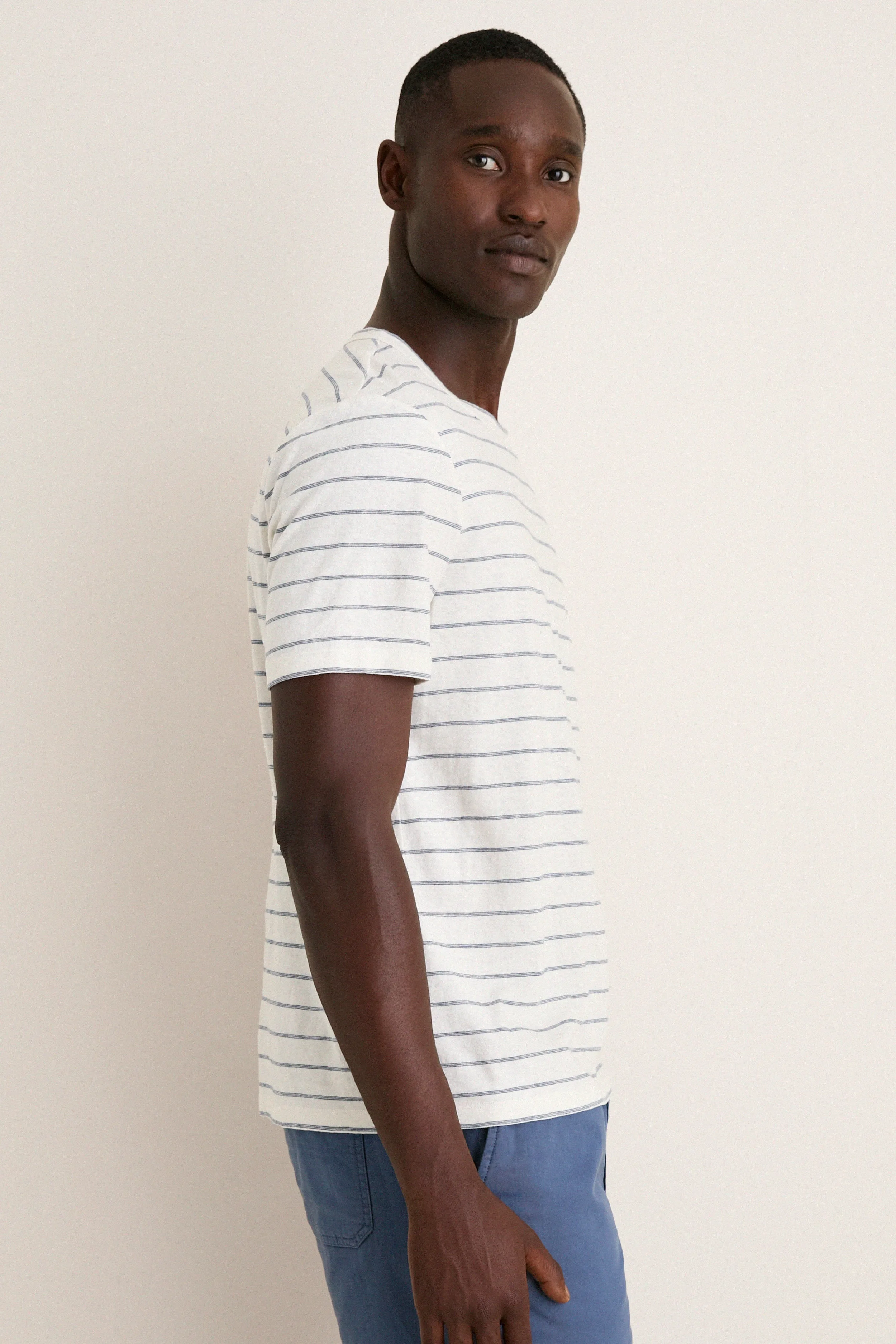 White Mediterranea Stripe Relaxed Hemp Cotton Tee sold by Tuckernuck product image thumbnail 3