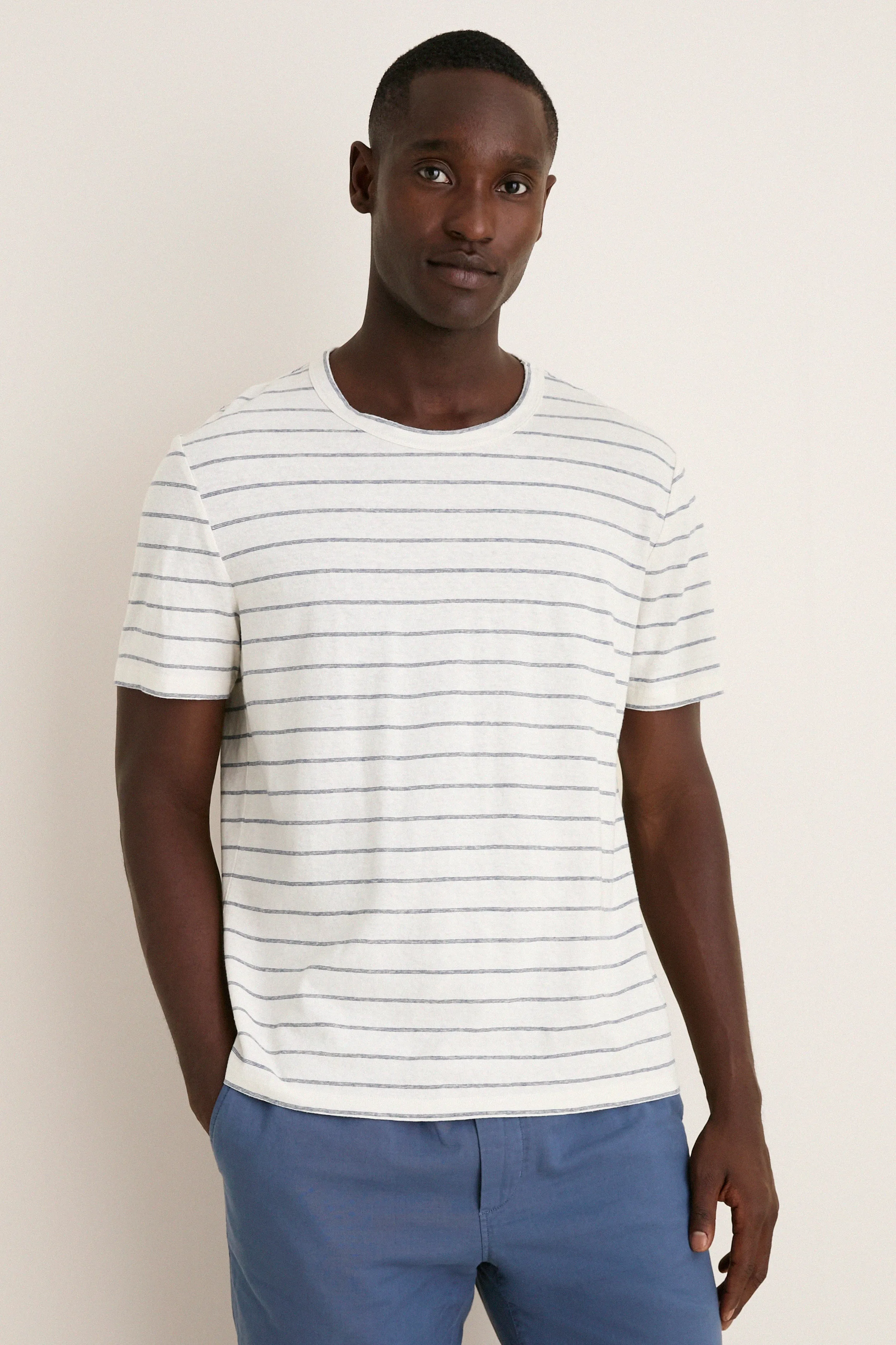 White Mediterranea Stripe Relaxed Hemp Cotton Tee sold by Tuckernuck
