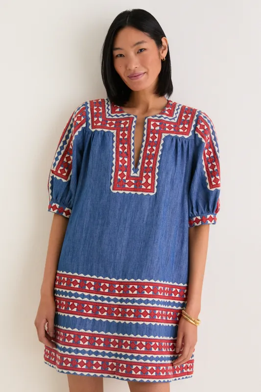 Multi Stina Chambray Mini Dress made by Sea New York