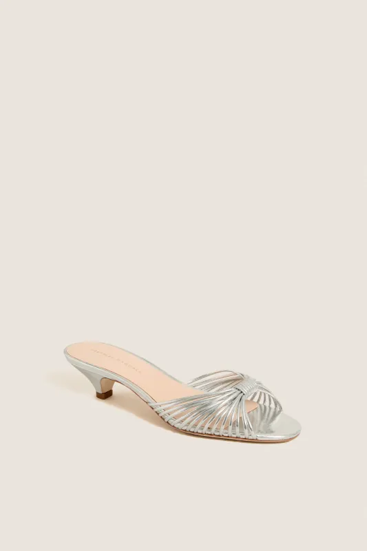Silver Metallic Dixie Kitten Heels made by Loeffler Randall