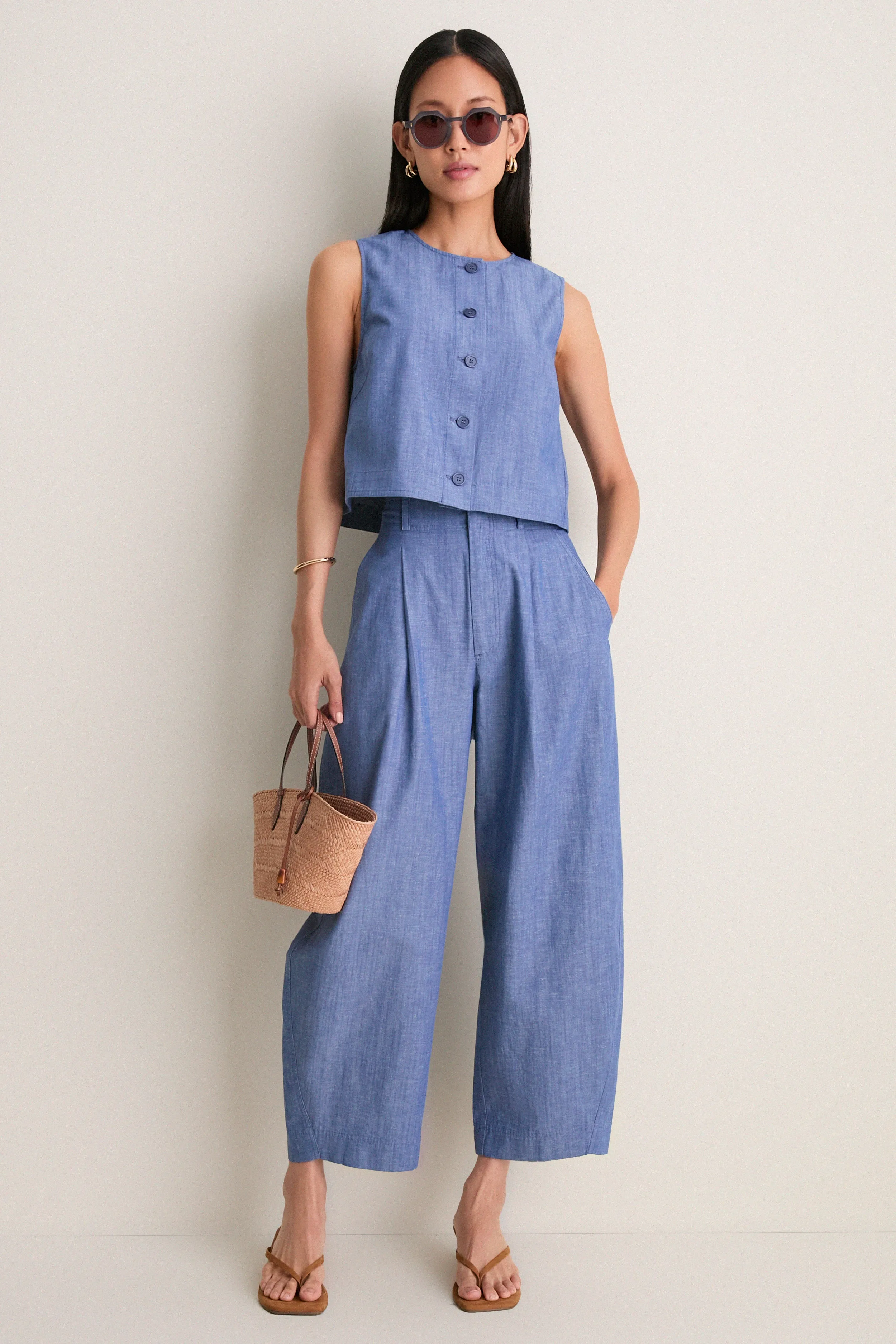 Chambray Bari Crop Trouser sold by Tuckernuck product image thumbnail 2
