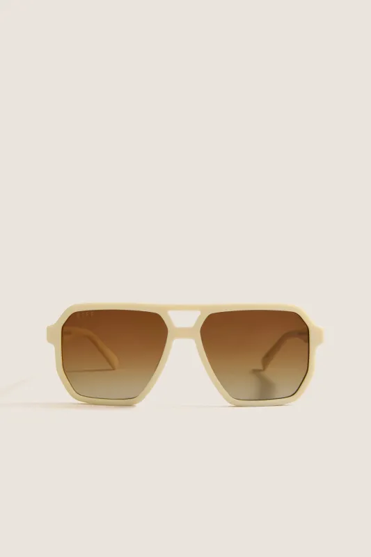 Courtside Ivory Polarized Cameron Sunglasses made by Diff Eyewear