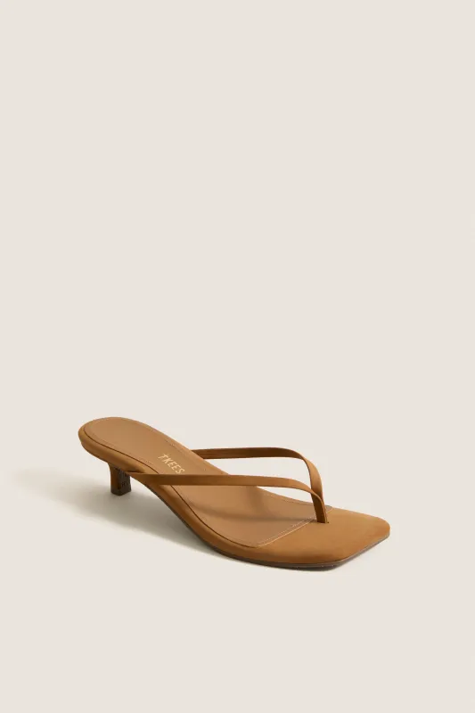 Camel Suede Square Toe Julia Heels made by TKEES