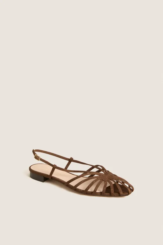 Chocolate Moire Devon Sandals made by Loeffler Randall