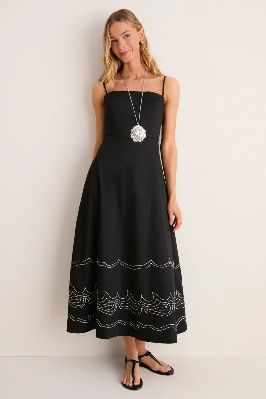 Black Embroidered Cotton Rhea Maxi Dress made by Tuckernuck