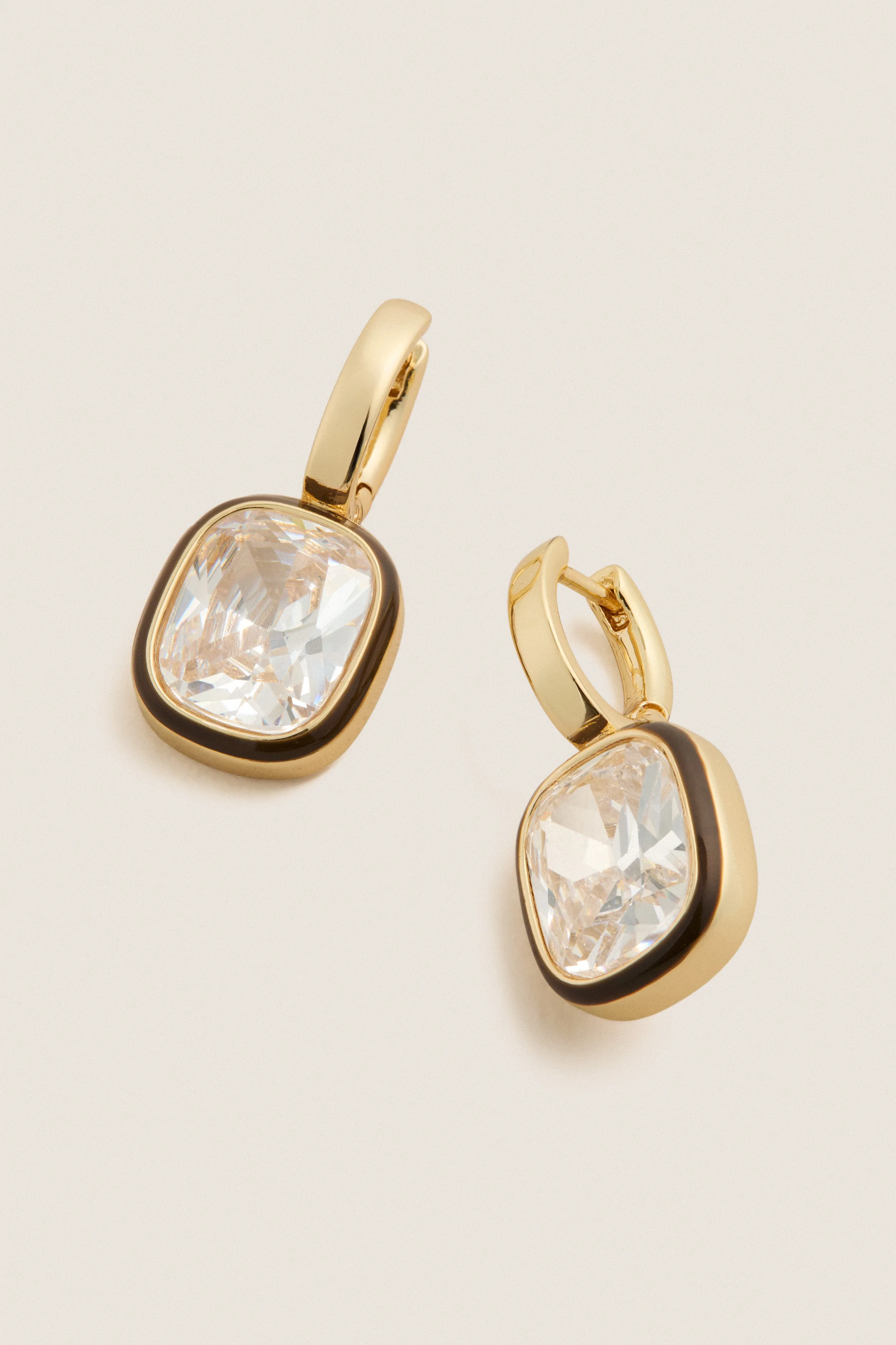 Dark Chocolate and White Cubic Cushion Drop Earrings sold by Tuckernuck product image thumbnail 4