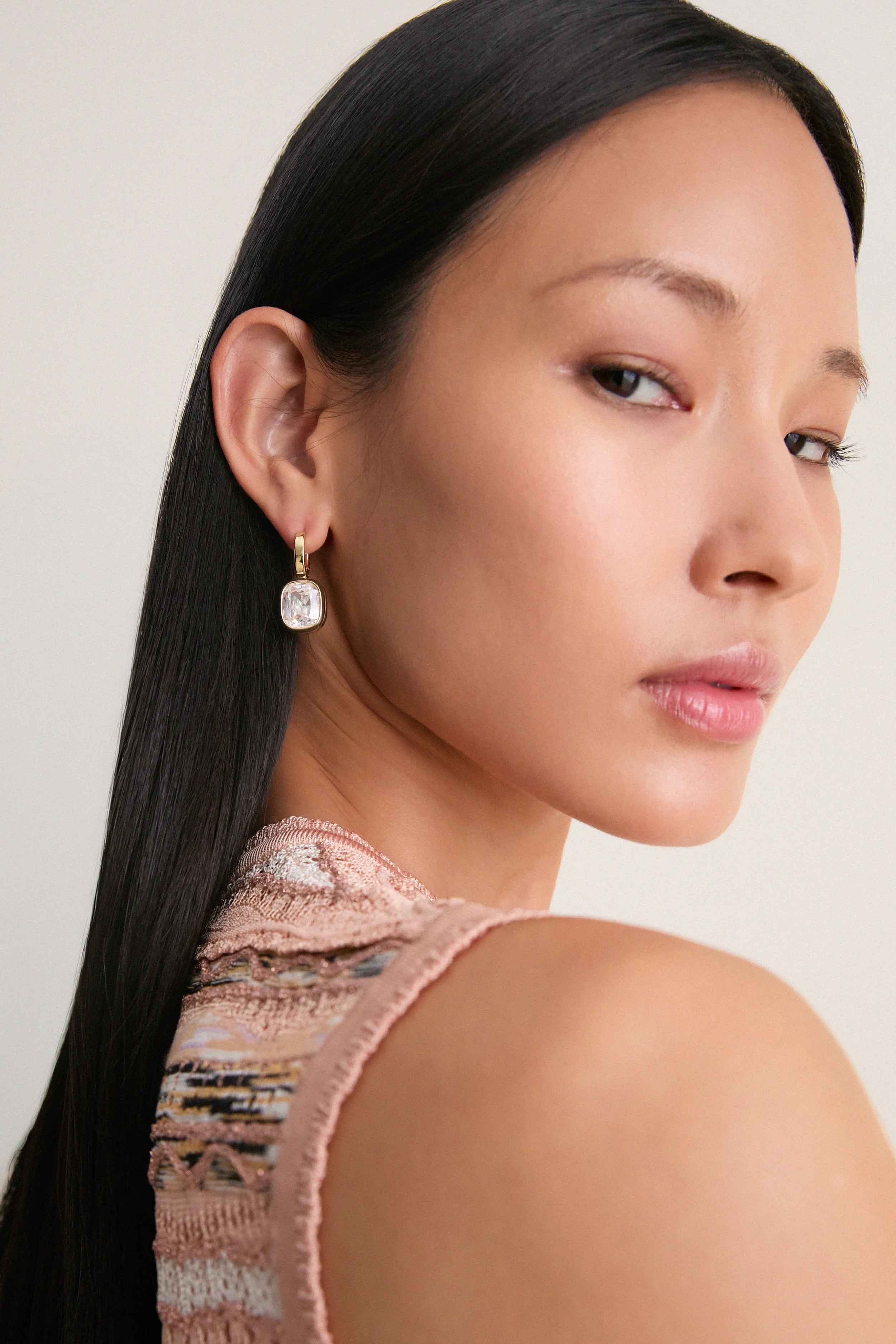 Dark Chocolate and White Cubic Cushion Drop Earrings sold by Tuckernuck product image thumbnail 2